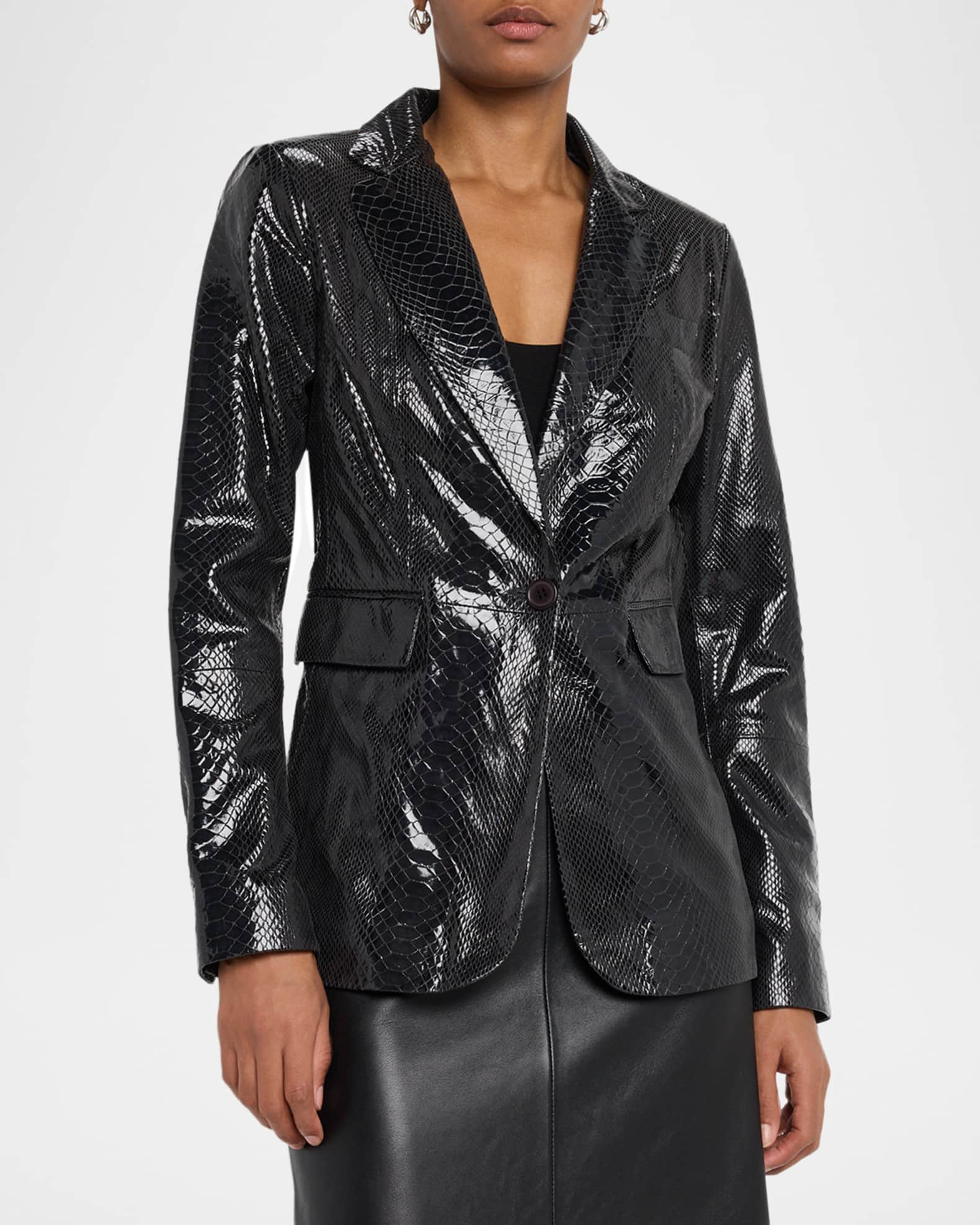 Gorski Python-Embossed Metis Suede Blazer | Neiman Marcus