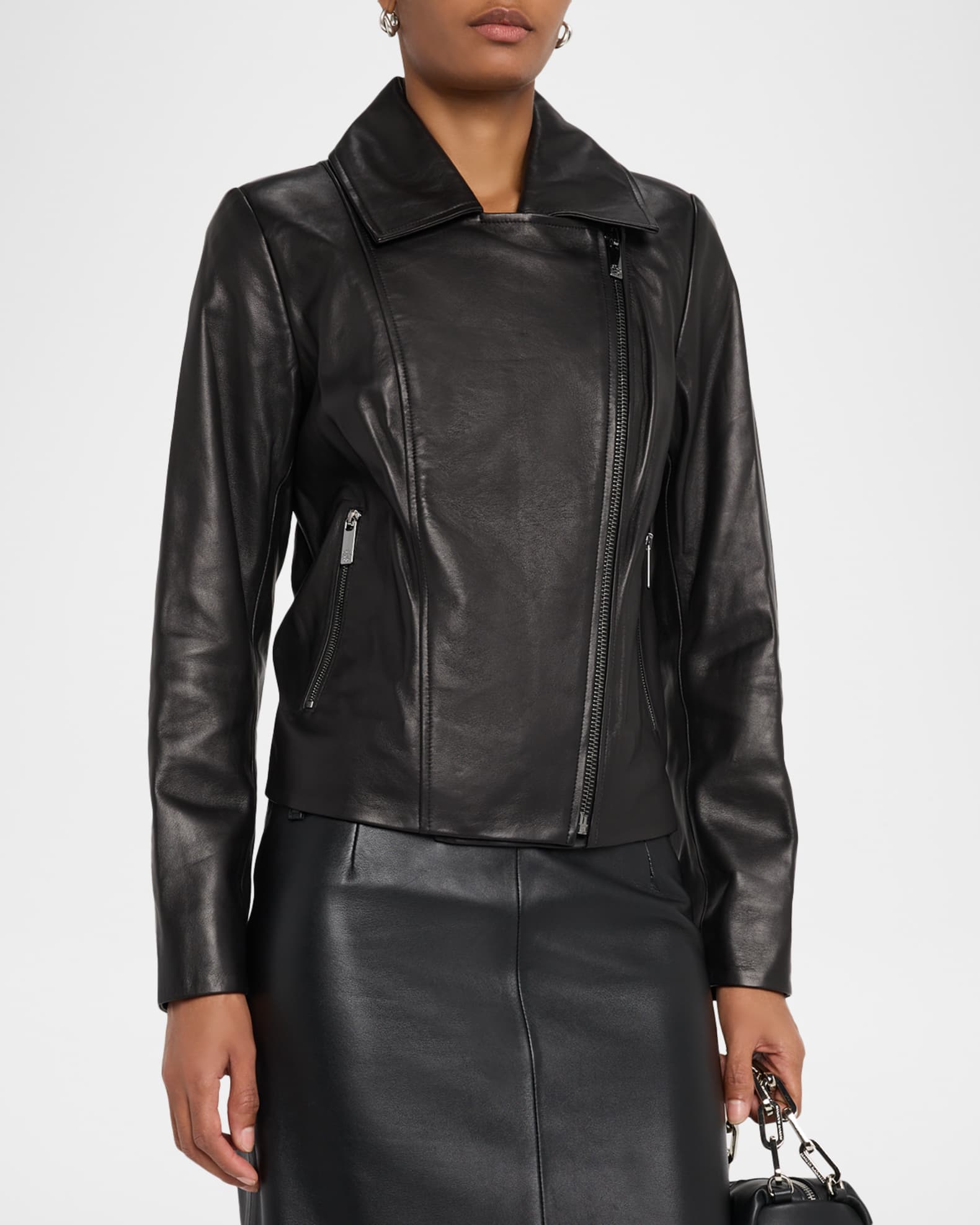 Gorski Leather Moto Jacket Neiman Marcus