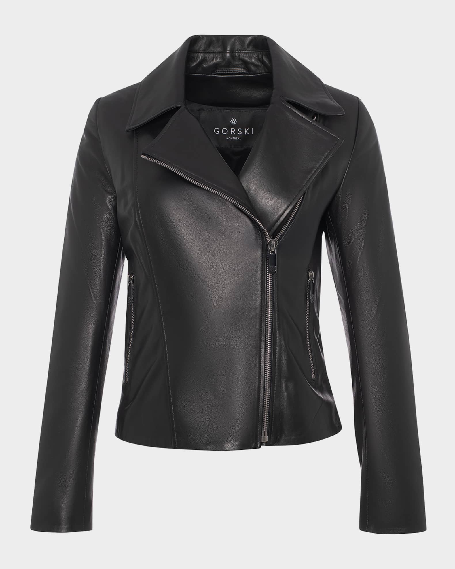 Gorski Leather Moto Jacket Neiman Marcus