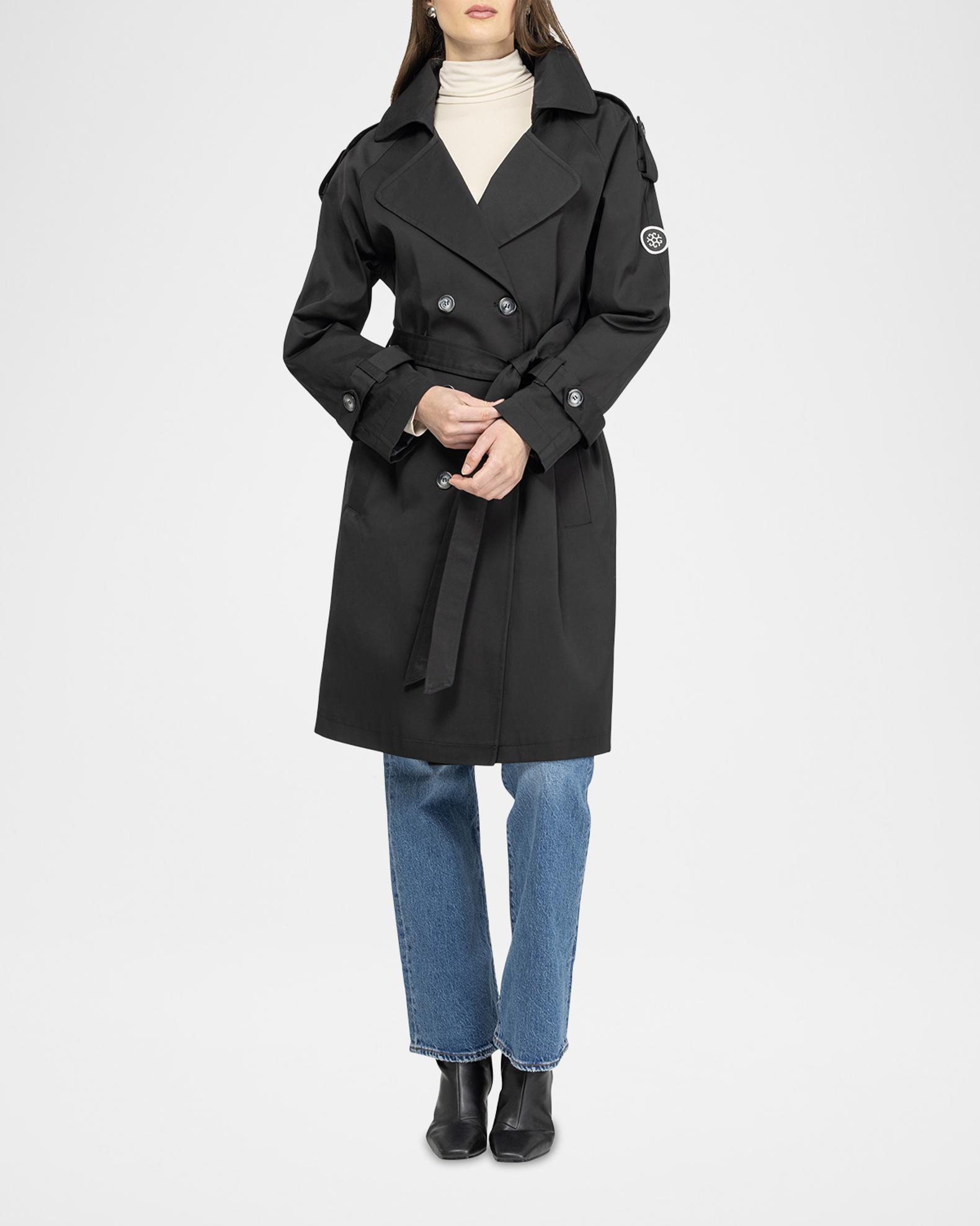 Trench Coat Noir Léger Pour Femme Express - Taille M, Avec Ceinture