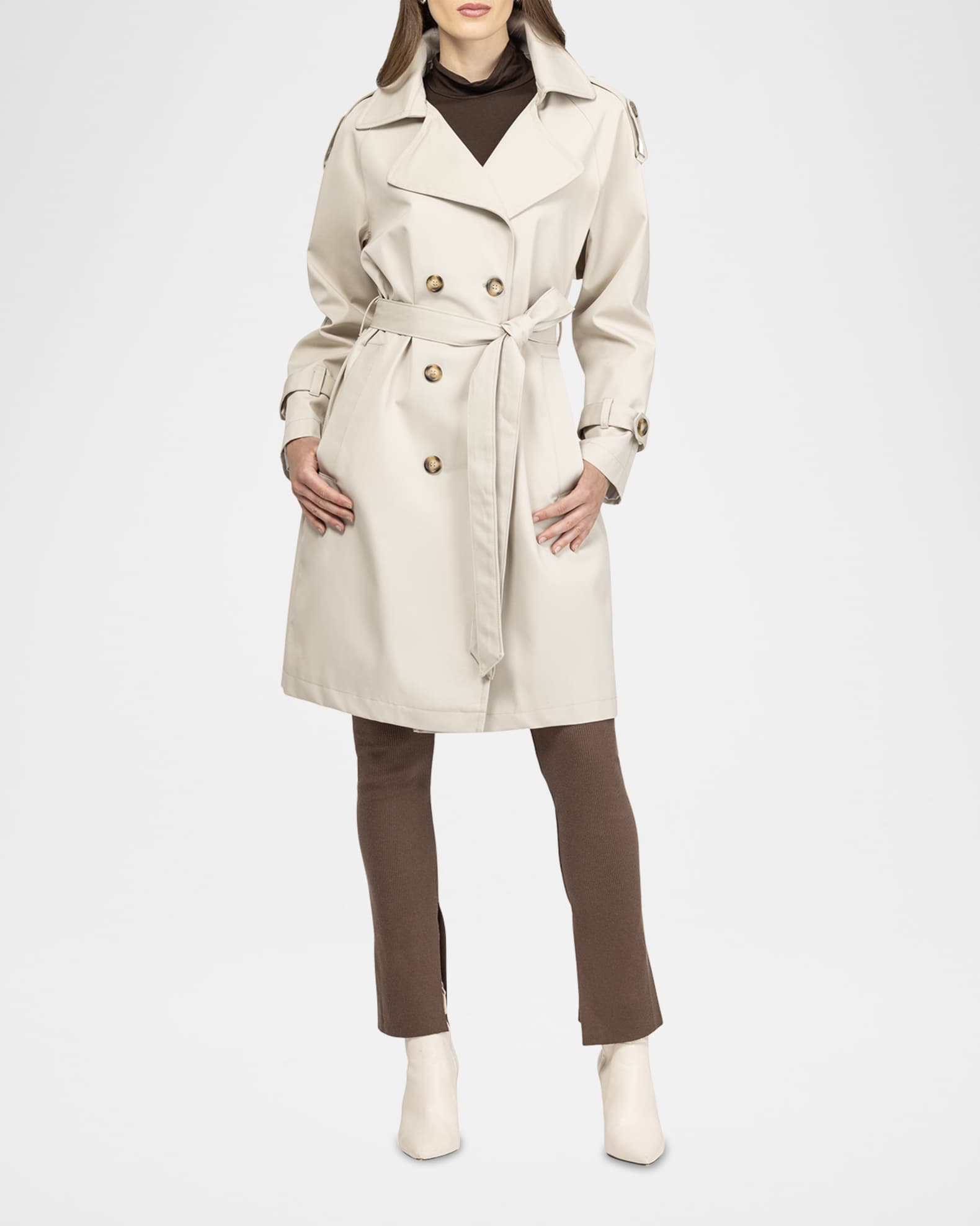 Lightweight Belted Double-Breasted Trench Coat 1