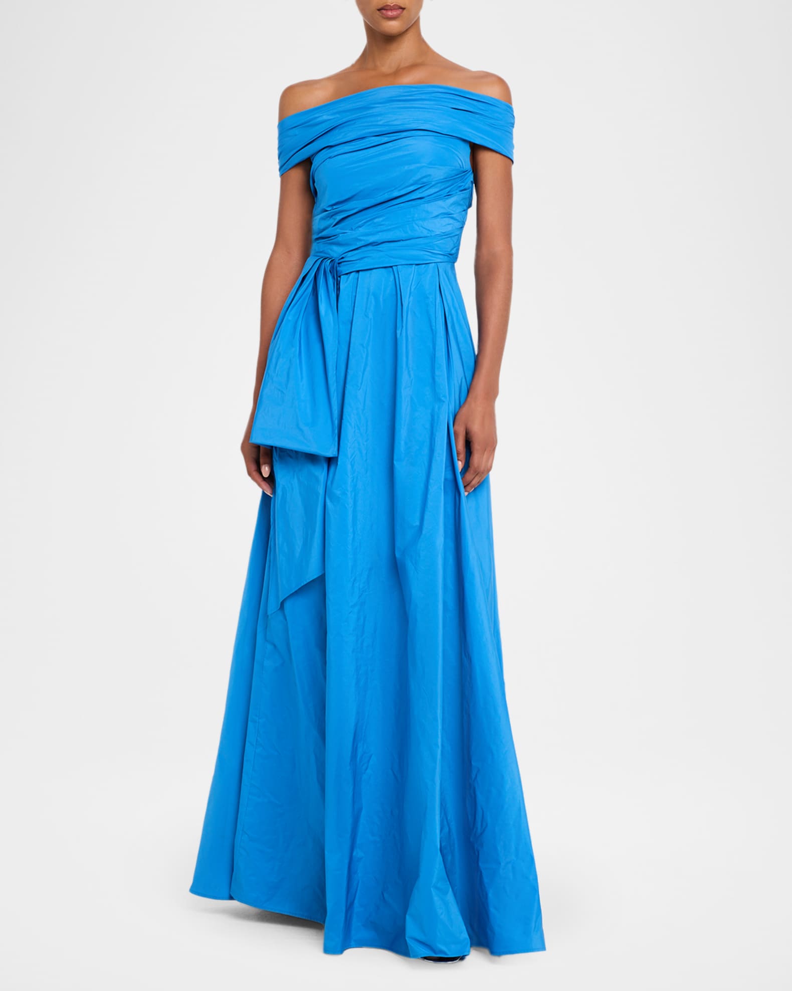 Off-The-Shoulder Draped Taffeta Gown 1