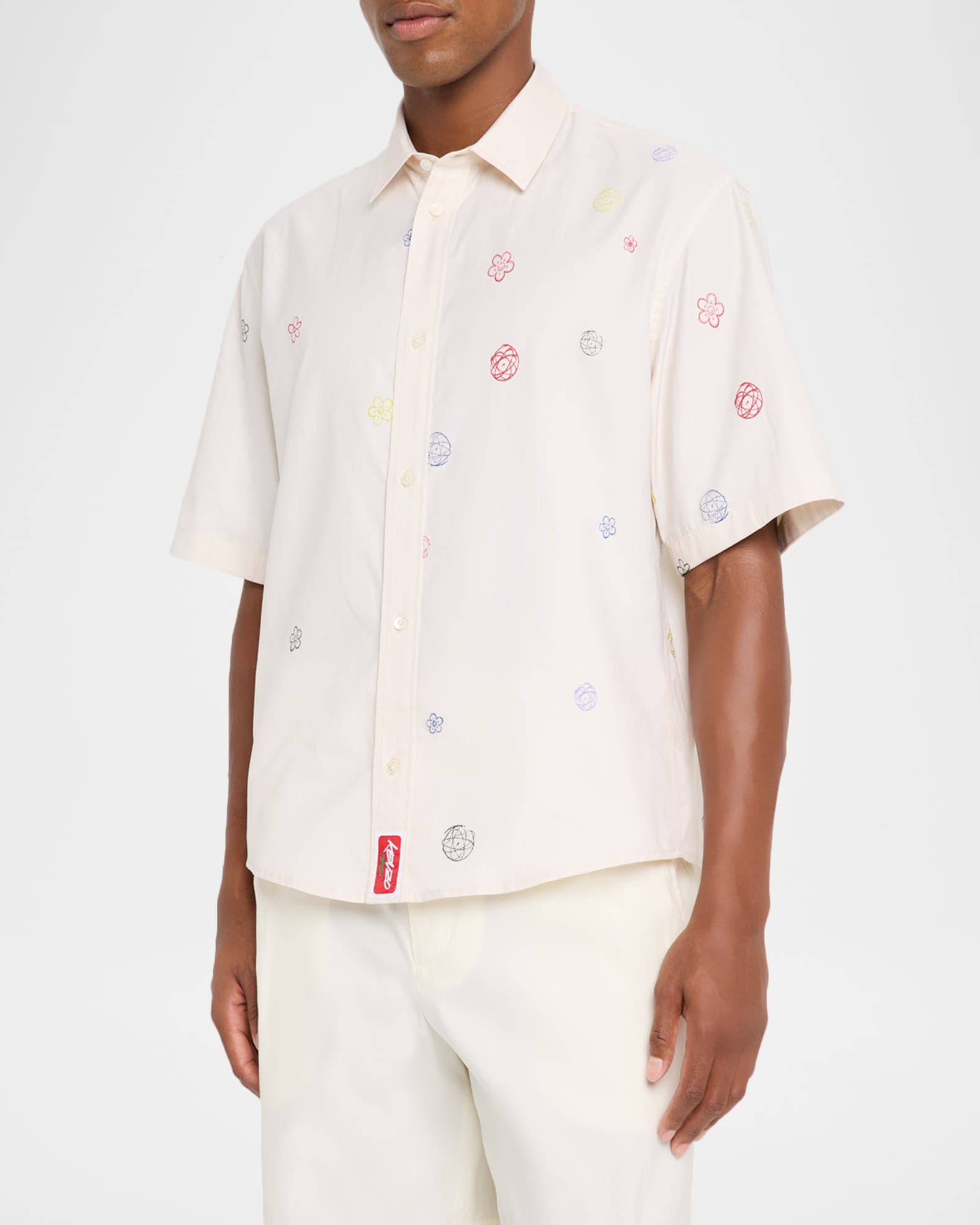 Kenzo x Futura 2000' Men's Embroidered Cotton Short-Sleeve Shirt