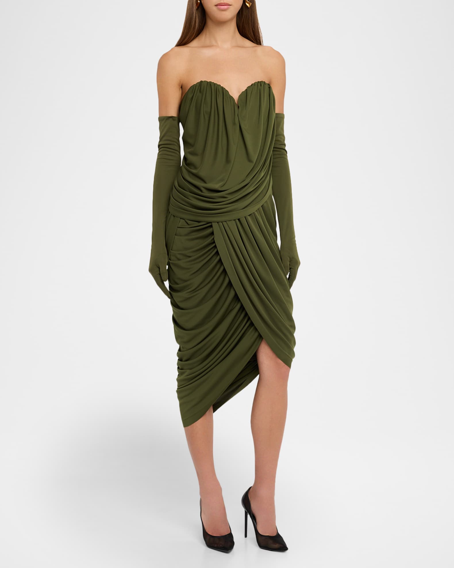 cushnie et ochs green dress Cushnie Et Ochs Emerald Green Silk Asymmetric Midi Dress US 2