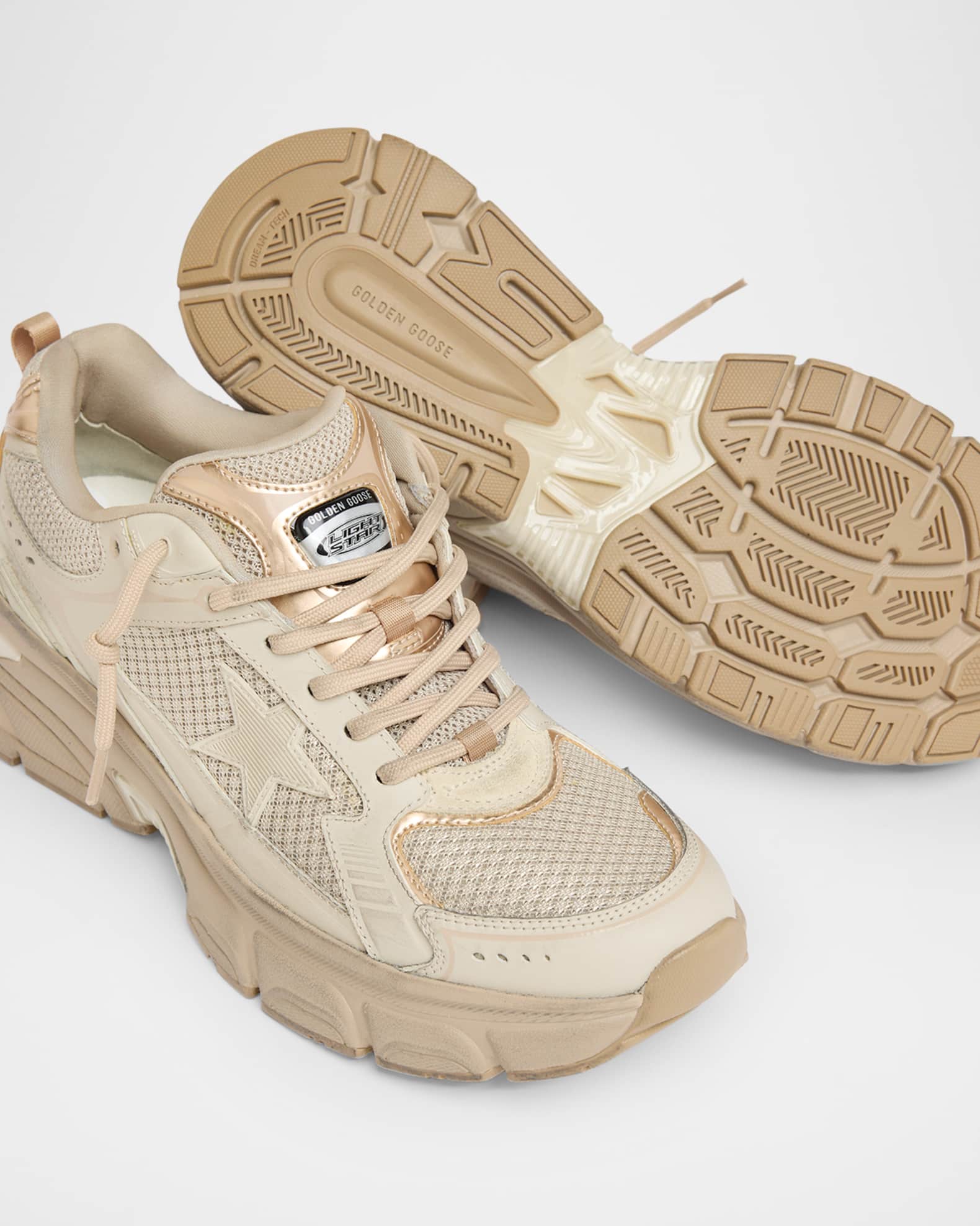 Golden Goose Lightstar Net Mixed Leather Runner Sneakers