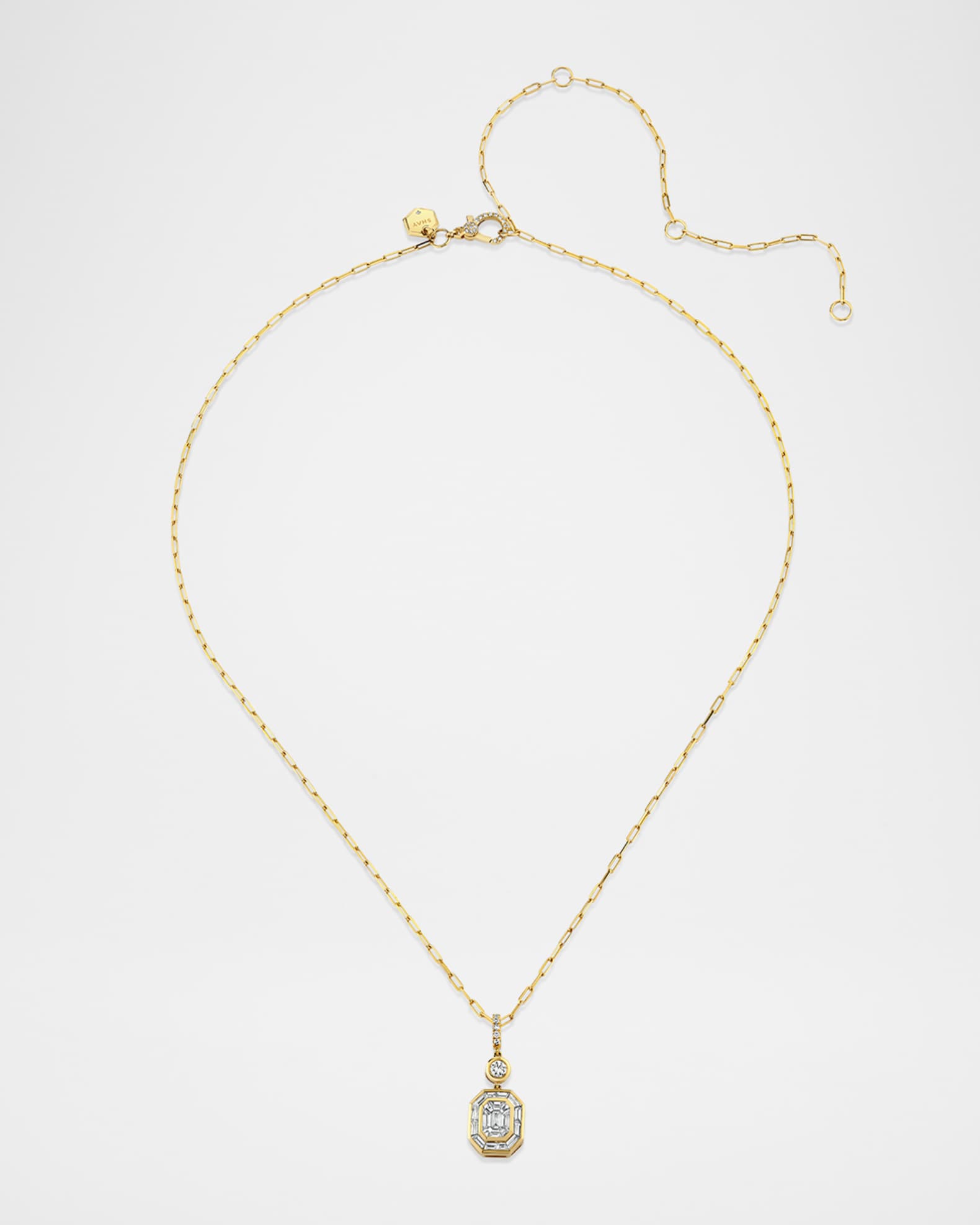 Diamond Bezel Illusion Drop Pendant Necklace 0