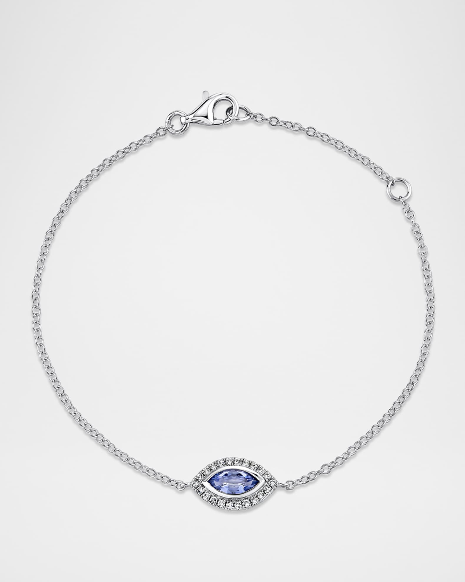 Diamond and Light Blue Sapphire Evil Eye Bracelet 0