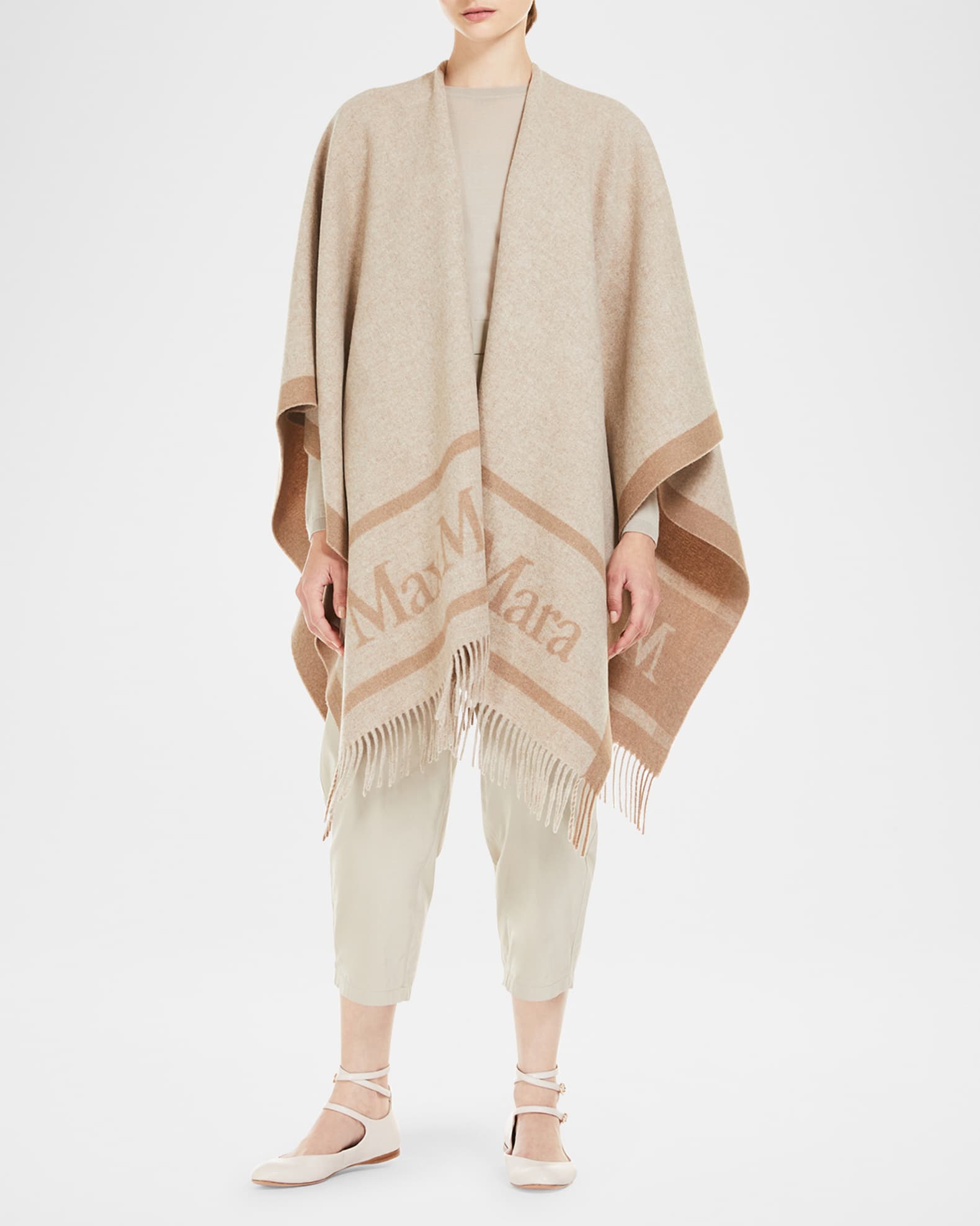 【マックスマーラ】Max Mara HILDE Fringe Wool Poncho(cape) Max Mara Hilde Fringe Wool Poncho | Saks Fifth Avenue