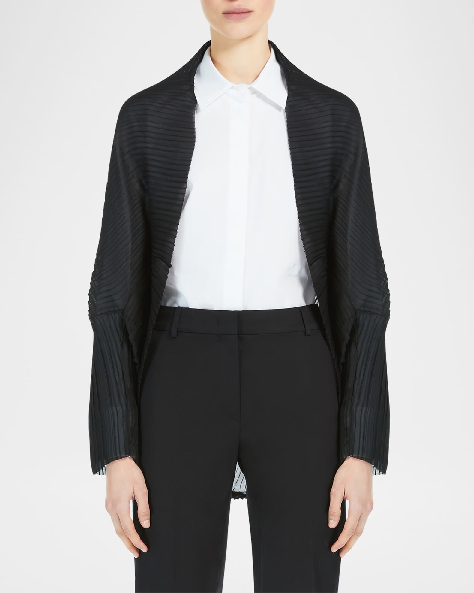 Max Mara Vesuvio Plissé Chiffon Shrug Cape | Neiman Marcus