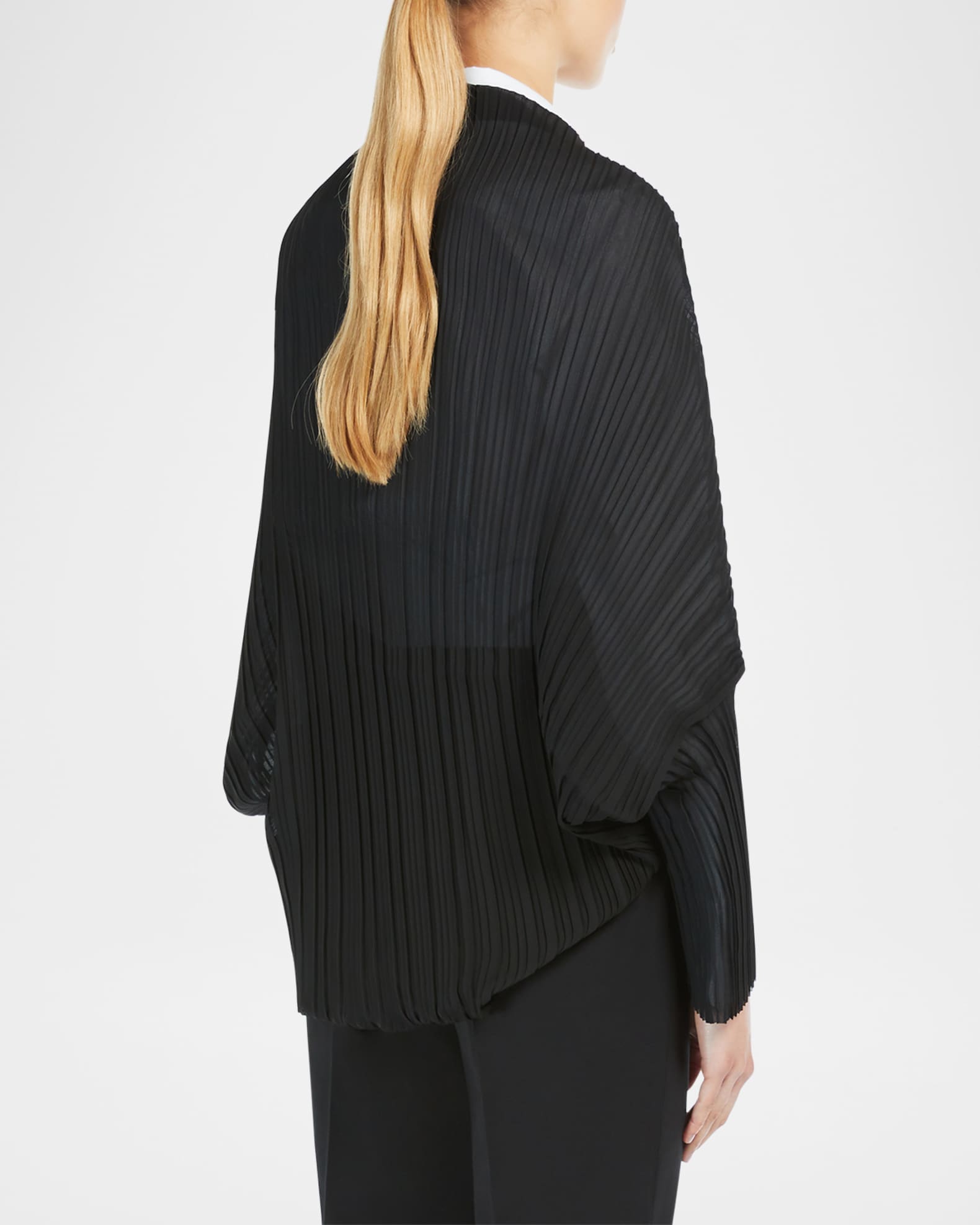 Max Mara Vesuvio Plissé Chiffon Shrug Cape | Neiman Marcus