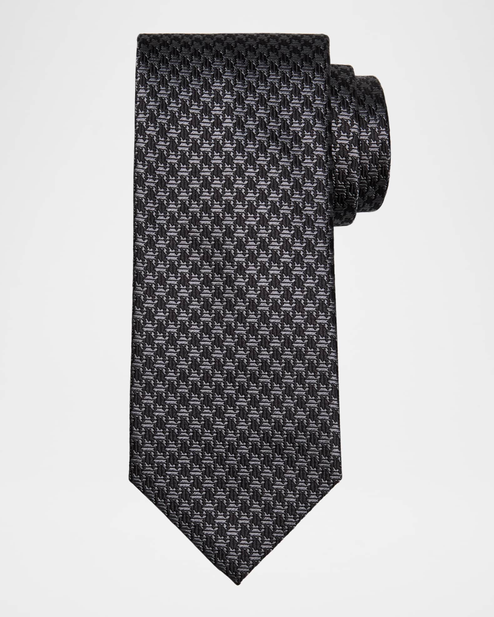 Men's Bicolor Silk Houndstooth Tie 0