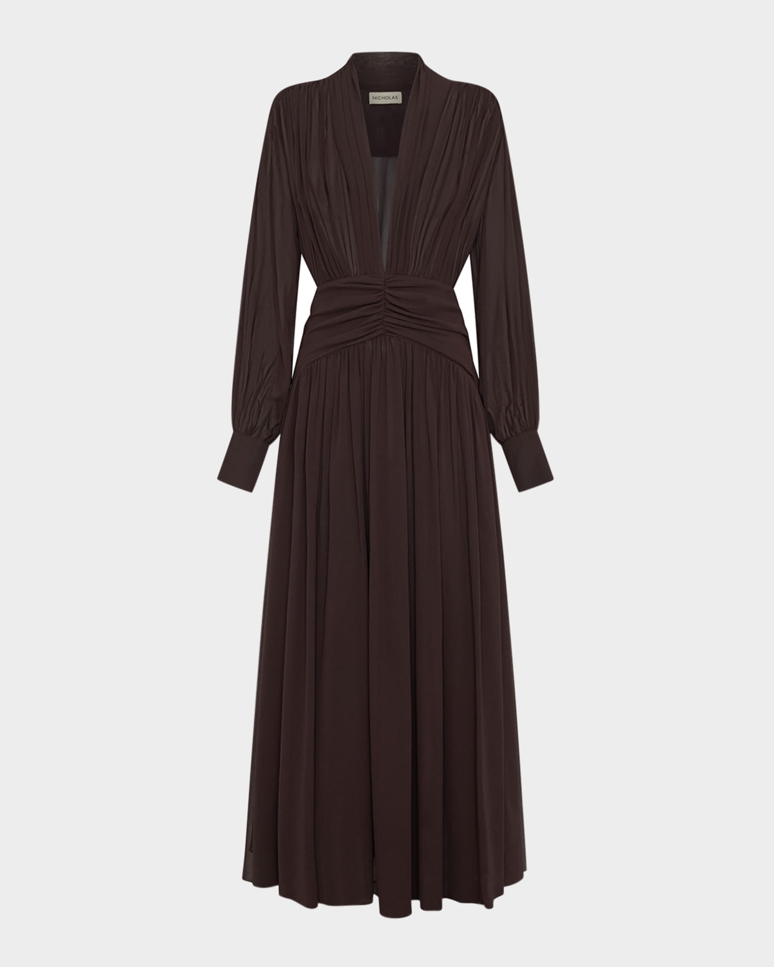 Nicholas Jocelyn Deep Plunge Maxi Dress - Cacao - 6