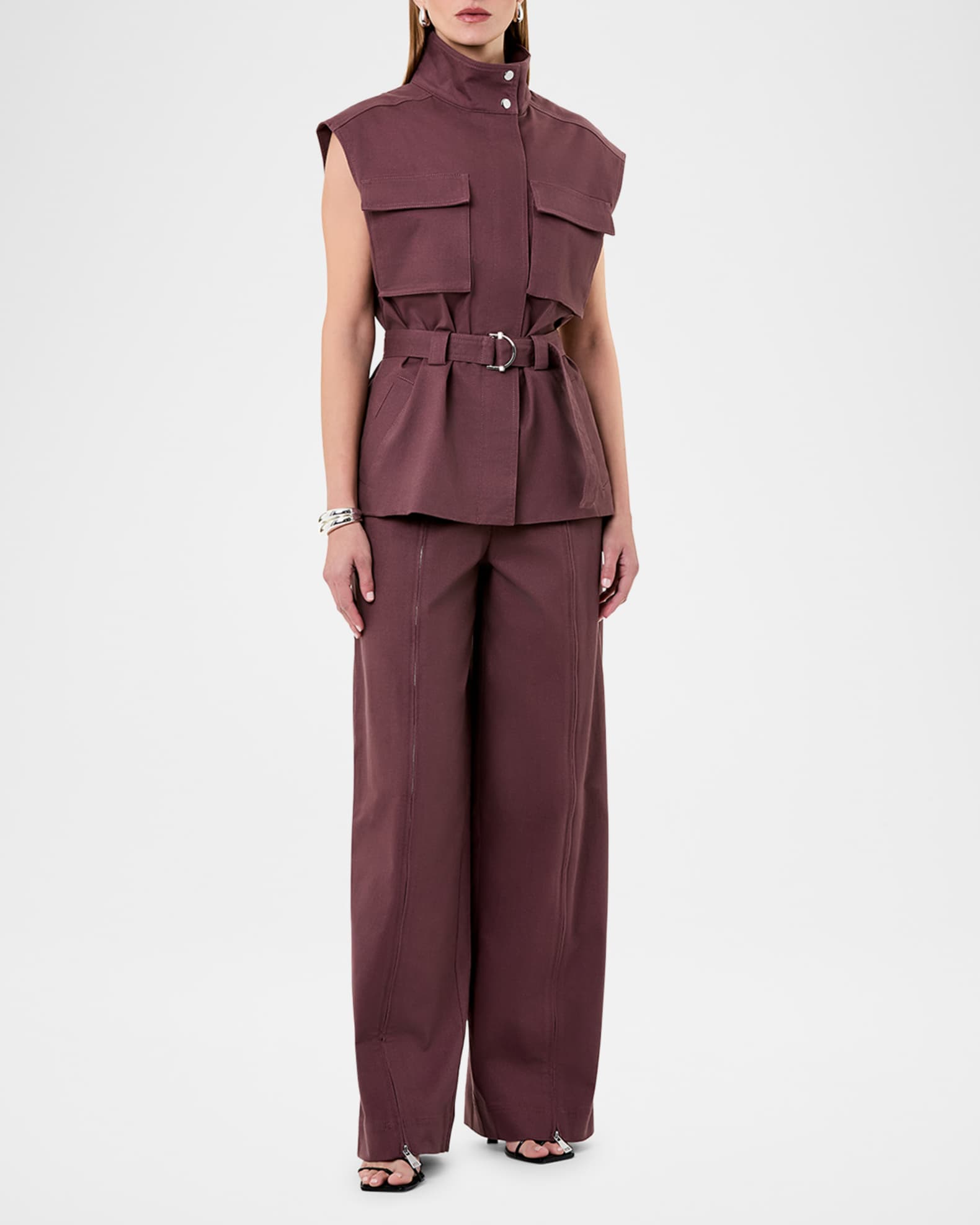 NICHOLAS Amalia Wide-Leg Zipper Pants | Neiman Marcus