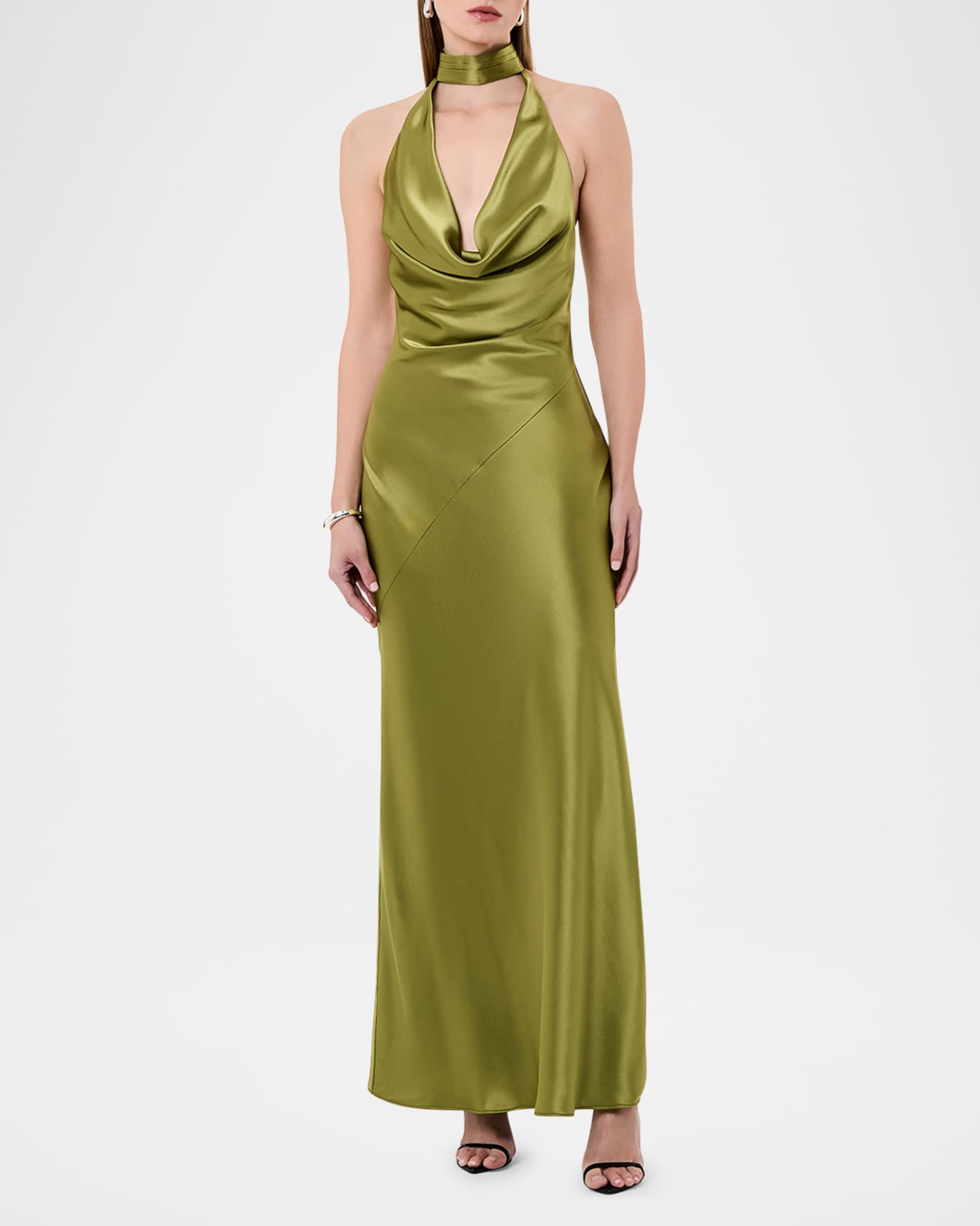 green emerald velvet dress Berylove Women Grey Blue Chiffon Bridesmaid Dress Spaghetti Straps A Line Long Wedding Guest Dress with Slit, Dark Green / US2