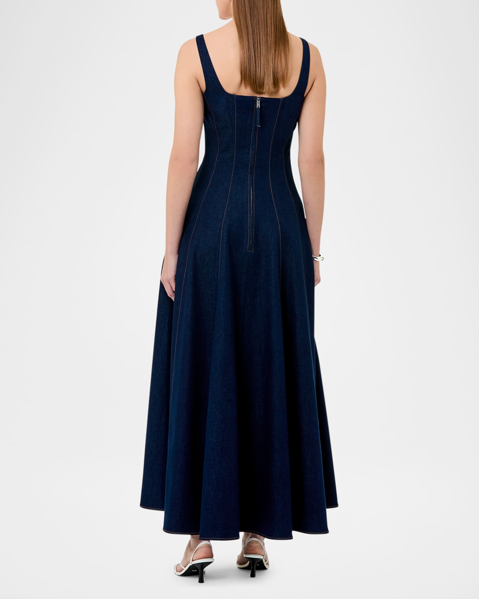 knee length dresses for ladies Athena Square Neck Maxi Dress Navy main image 1