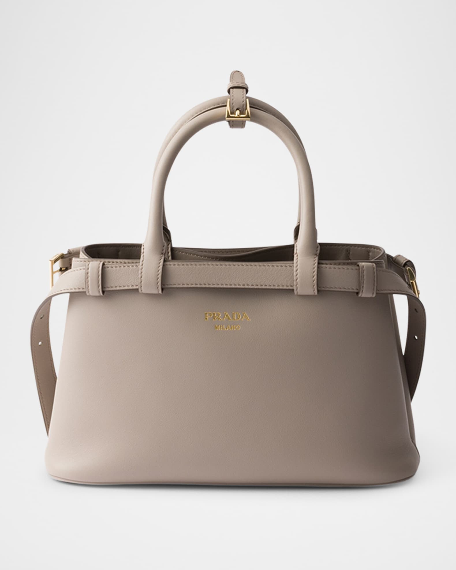 Small Buckle Leather Handbag with Double Belt 0