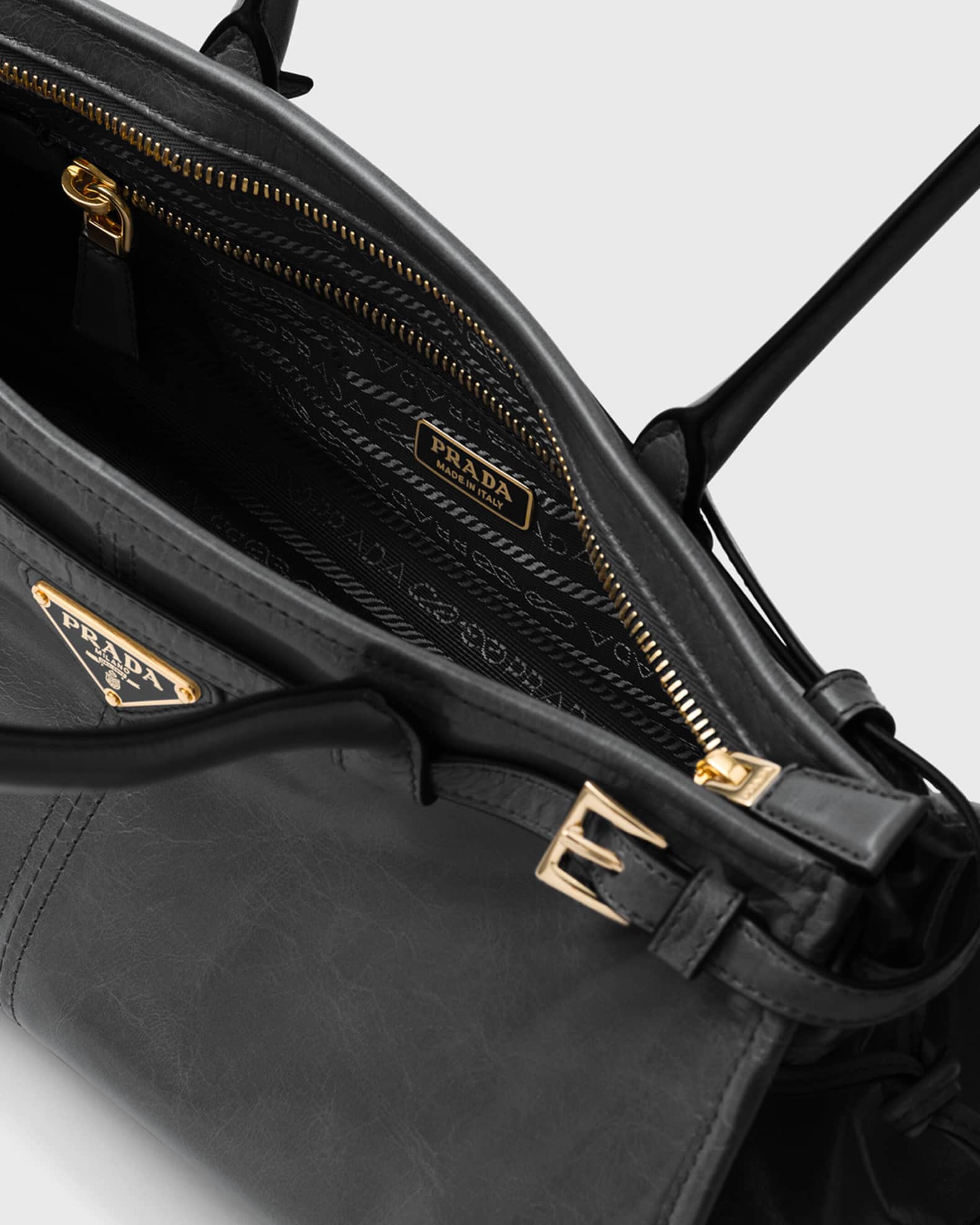 Prada Bonnie Medium Leather East-West Top Handle Bag | Neiman Marcus