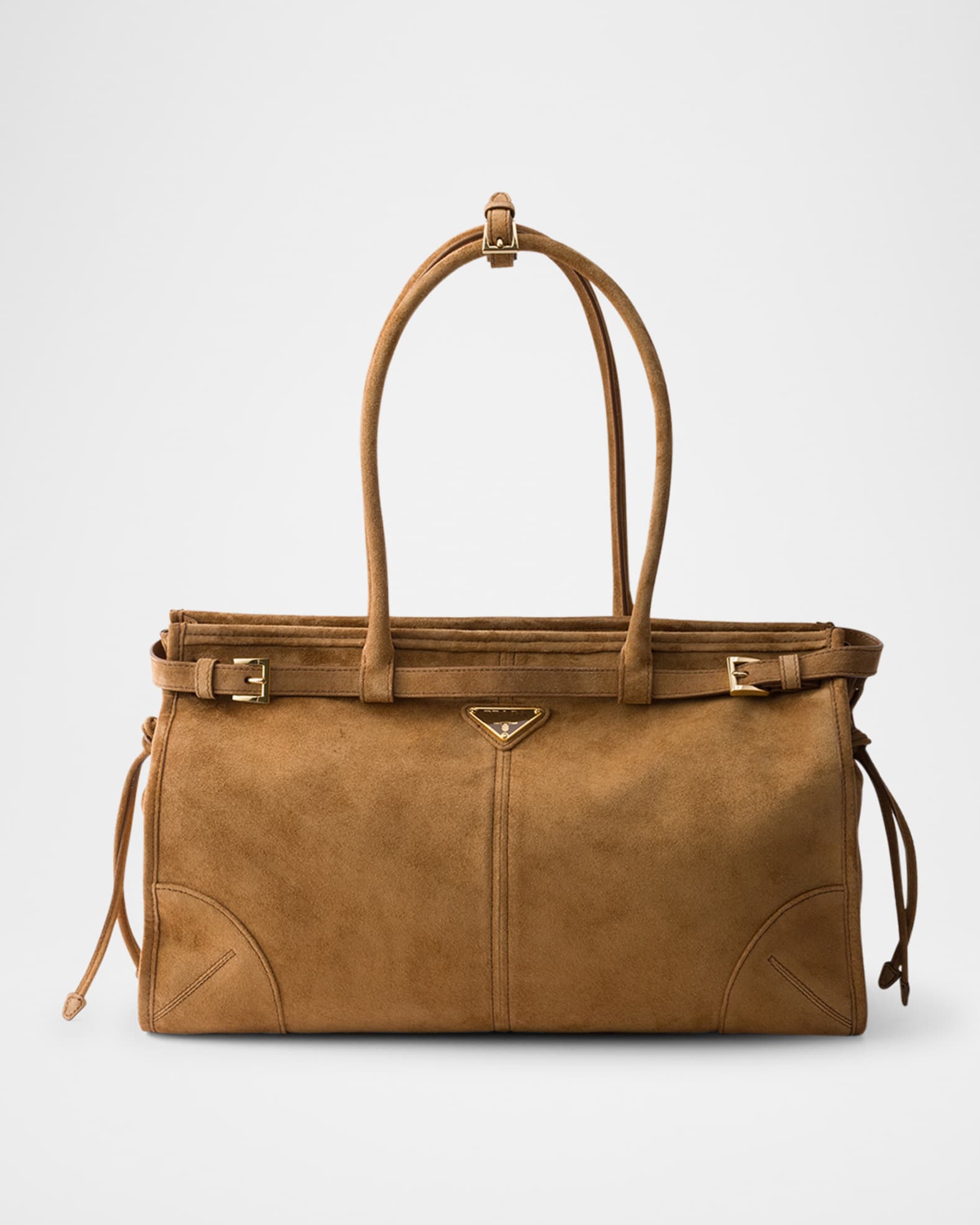 ハンドバッグ PRADA BROWN SUEDE PRADA BUCKLE LARGE HANDBAG Brown Suede Prada Buckle Handbag | italist