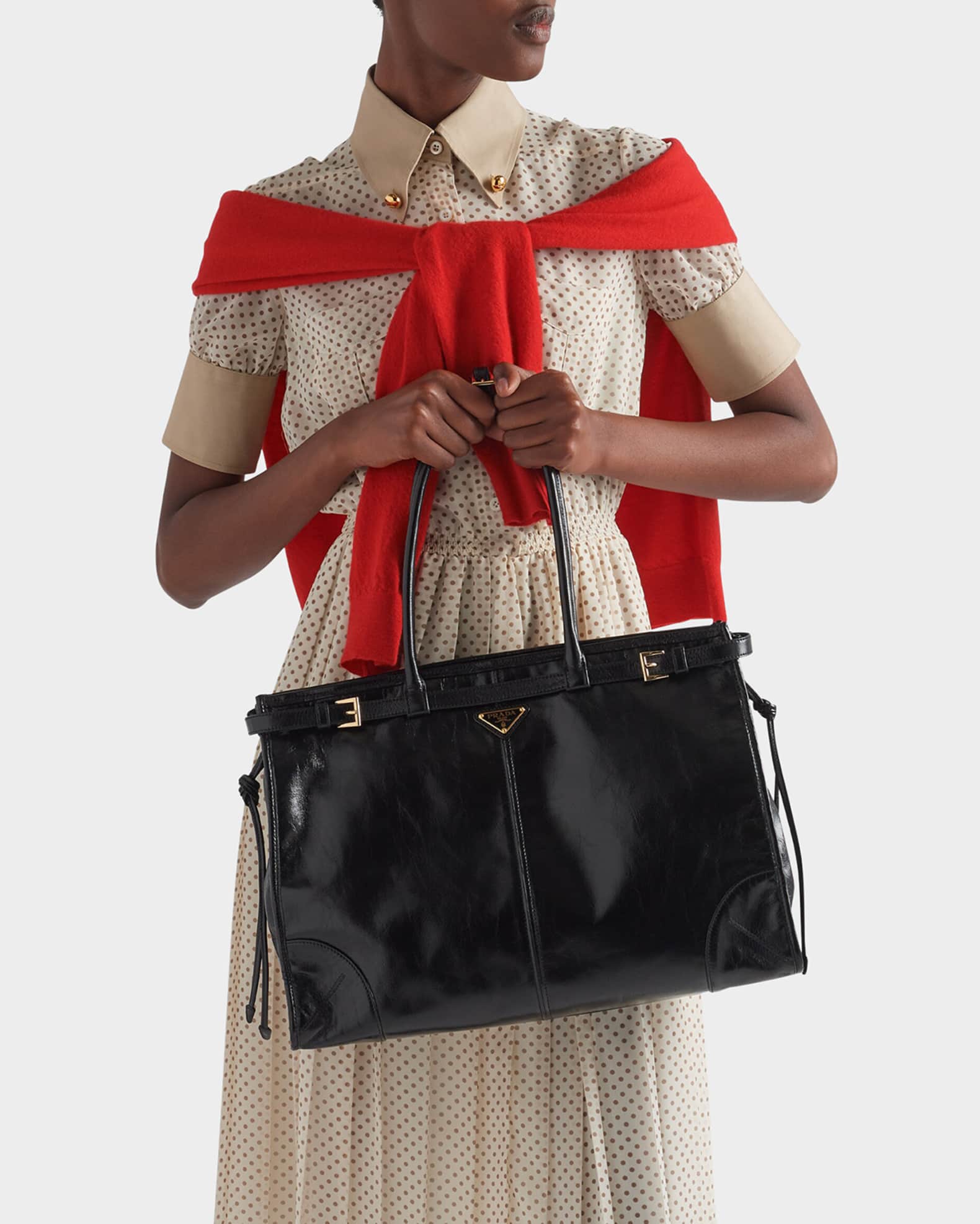 Prada Buckle Leather Shoulder Bag | Neiman Marcus