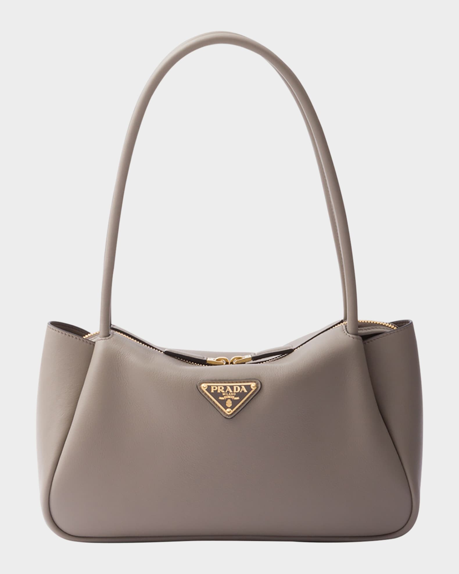 Medium Zip Grain Leather Shoulder Bag | Neiman Marcus