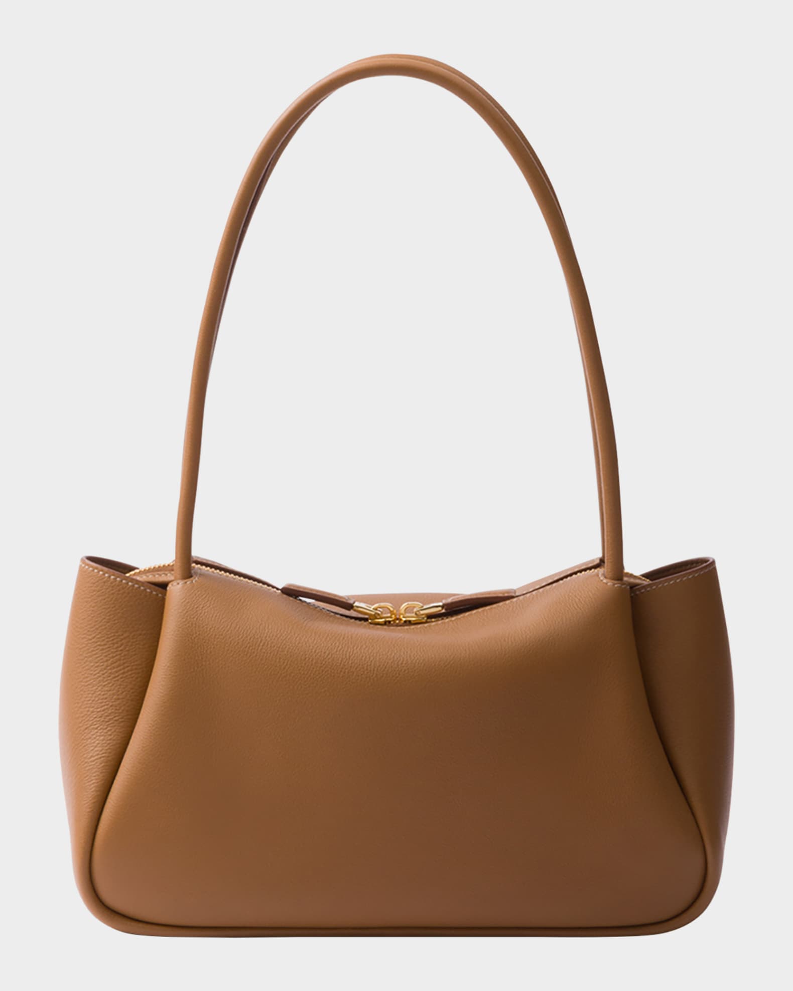 Prada Medium Zip Grain Leather Shoulder Bag | Neiman Marcus