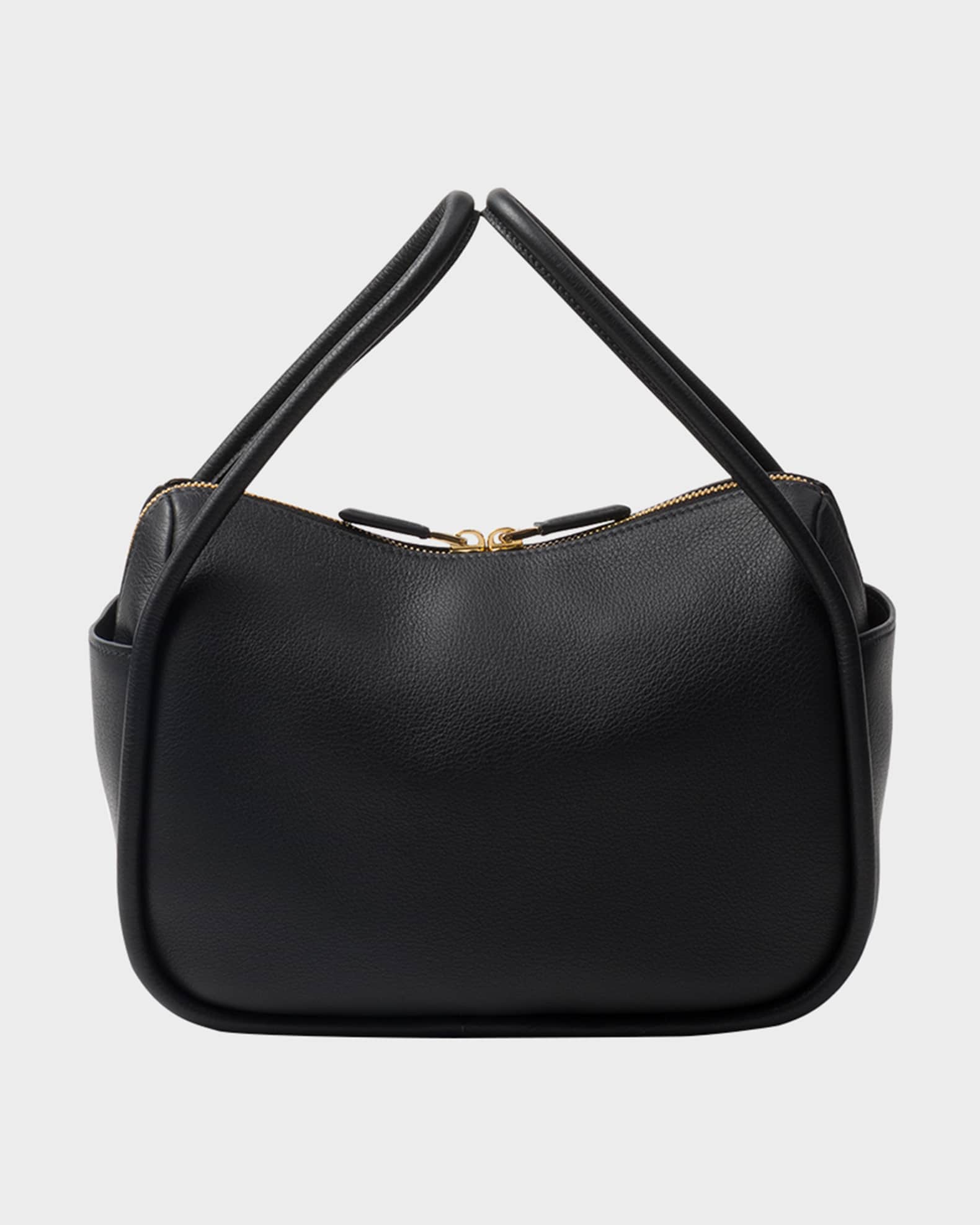 Prada Flou Zip Leather Top-Handle Bag | Neiman Marcus