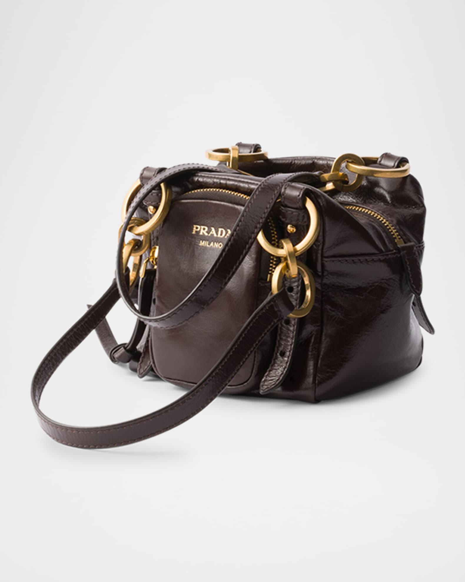 Prada Mini Dangle Leather Top-Handle Bag | Neiman Marcus