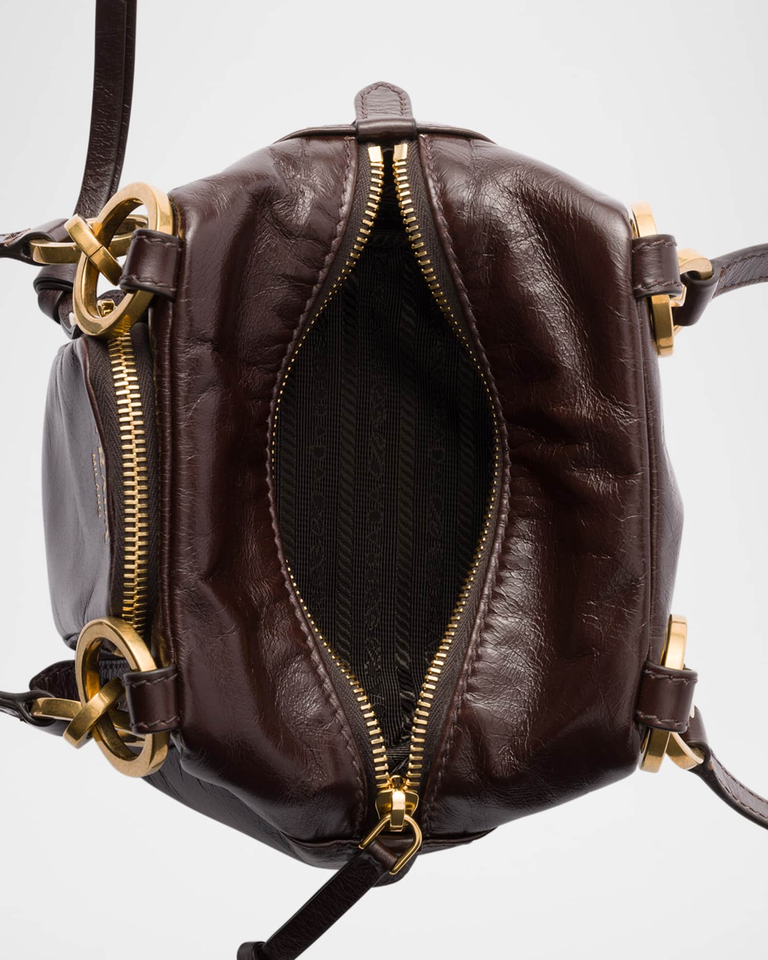 Prada Mini Dangle Leather Top-Handle Bag | Neiman Marcus
