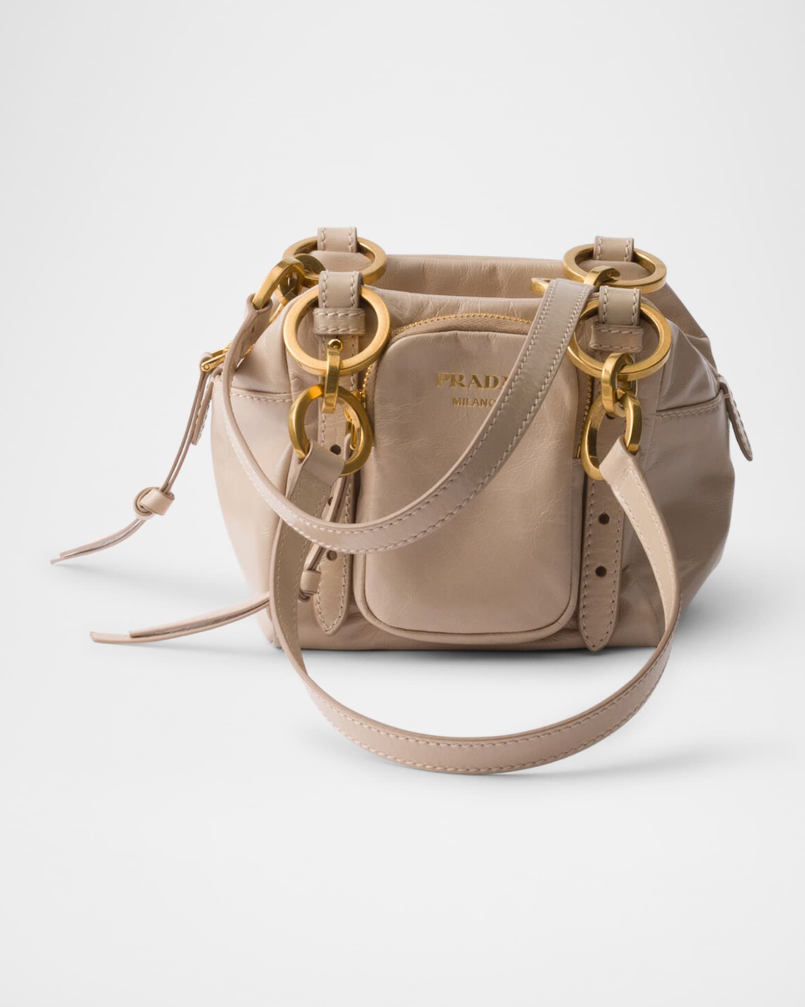 Prada Mini Dangle Leather Top-Handle Bag | Neiman Marcus