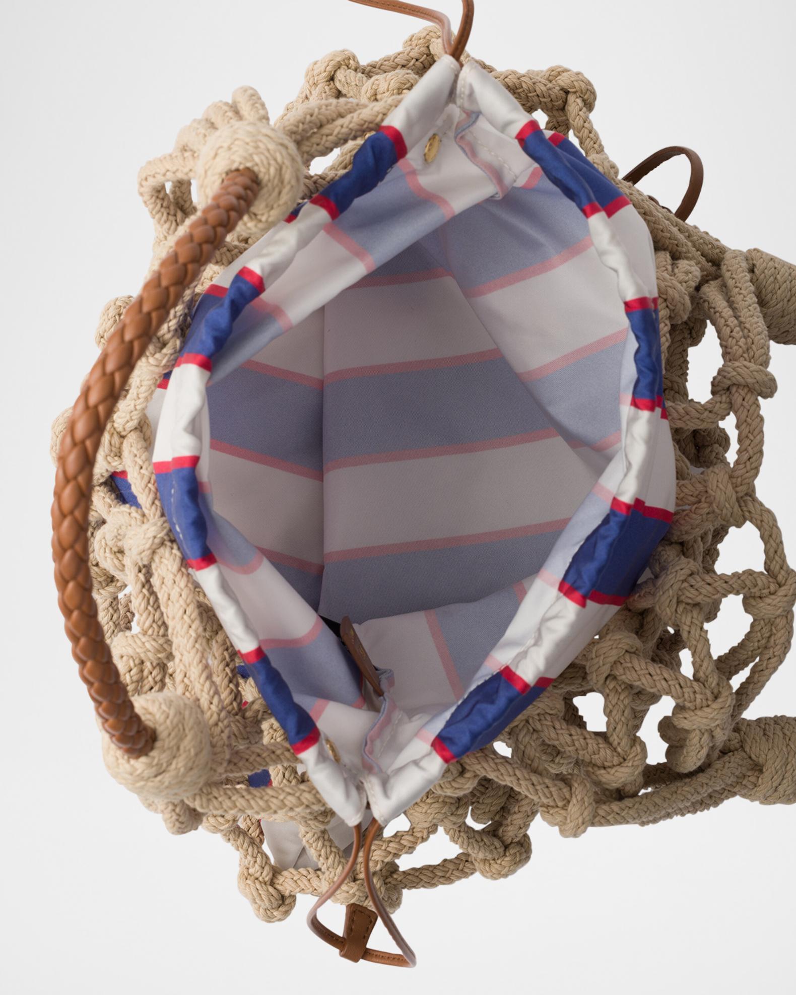 Prada Medium Striped Cotton Macrame Top-Handle Bag | Neiman Marcus