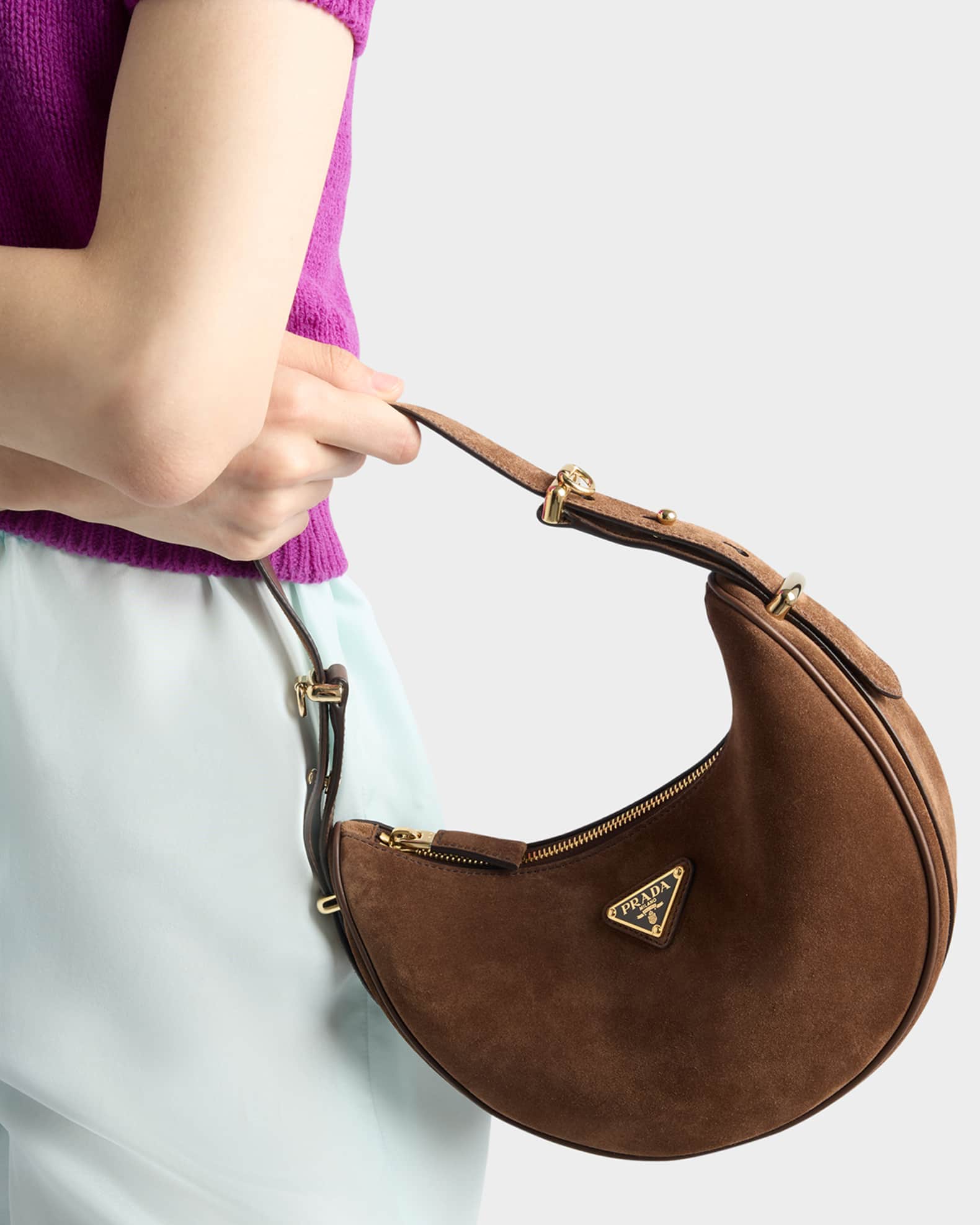 Arque Crescent Suede Shoulder Bag 1