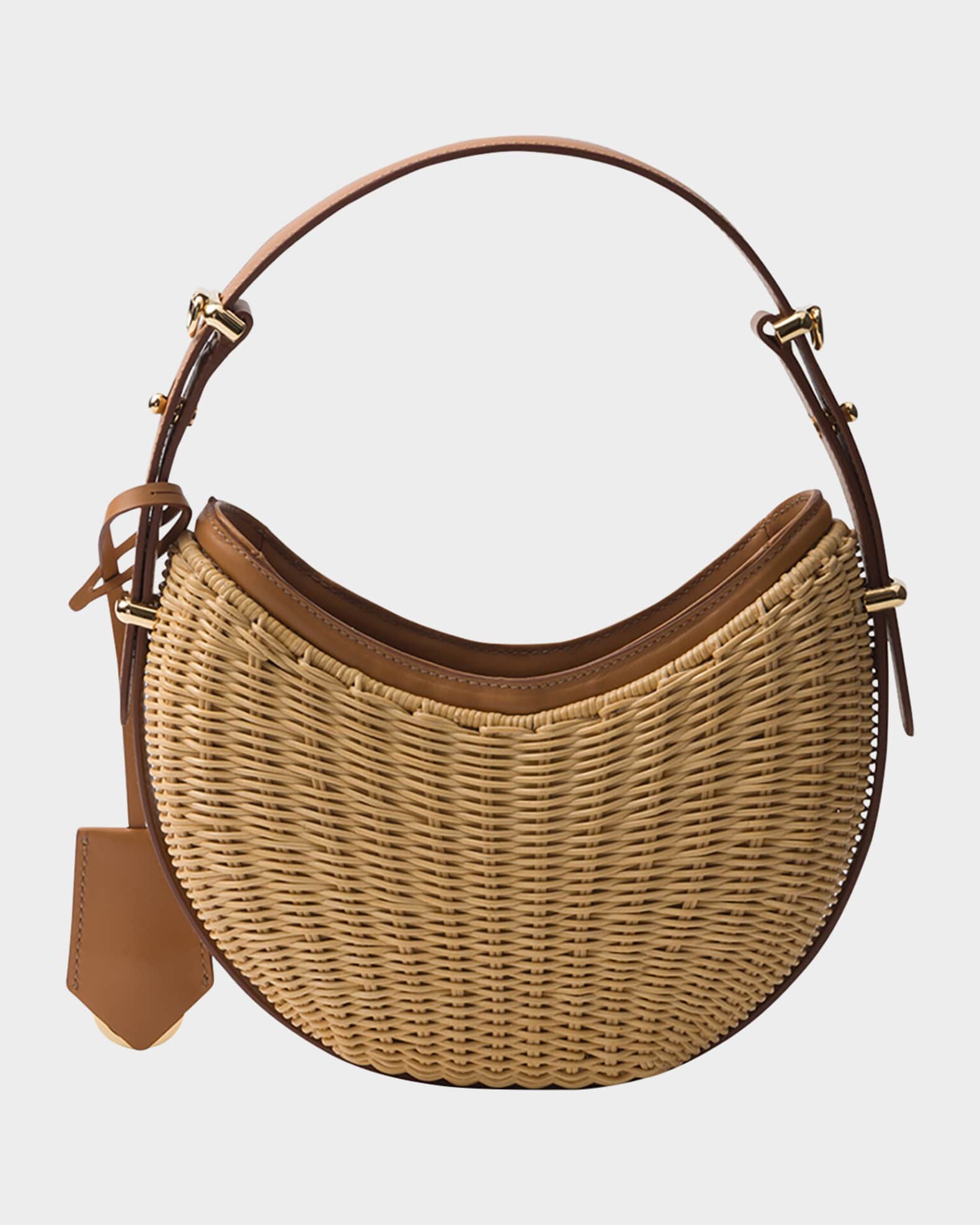 Arque Wicker and Leather Shoulder Bag 1