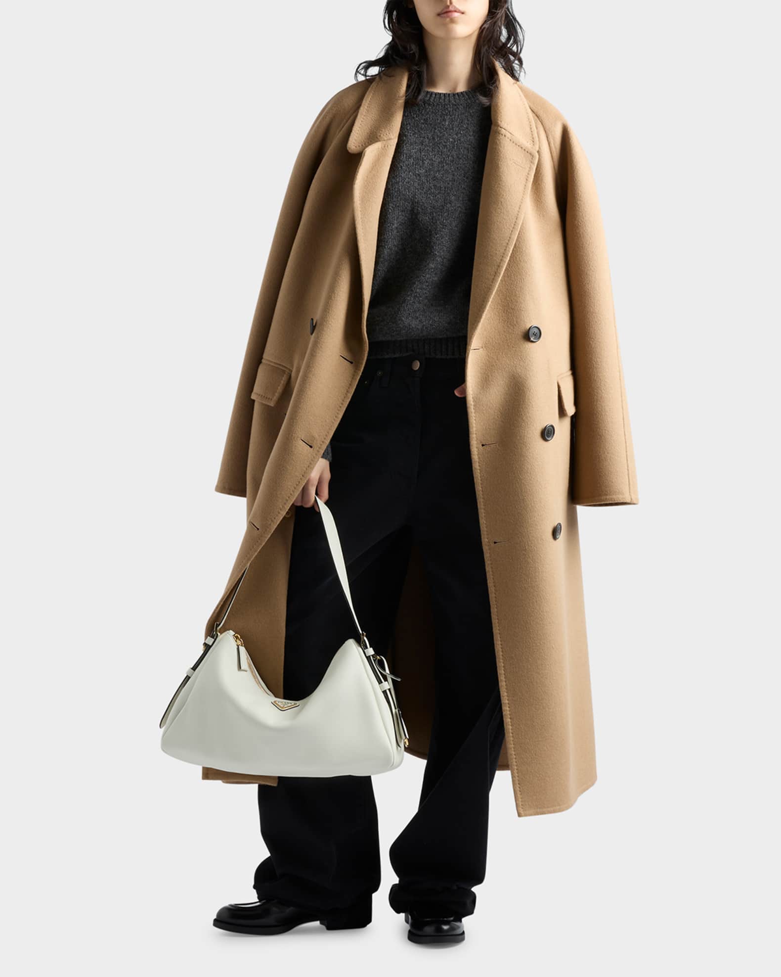 Prada Aimee Large Calfskin Leather Shoulder Bag | Neiman Marcus