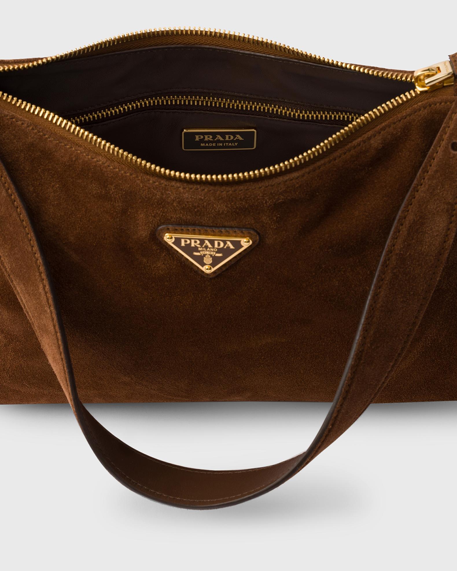 Prada Aimee Medium Calfskin Suede Shoulder Bag | Neiman Marcus