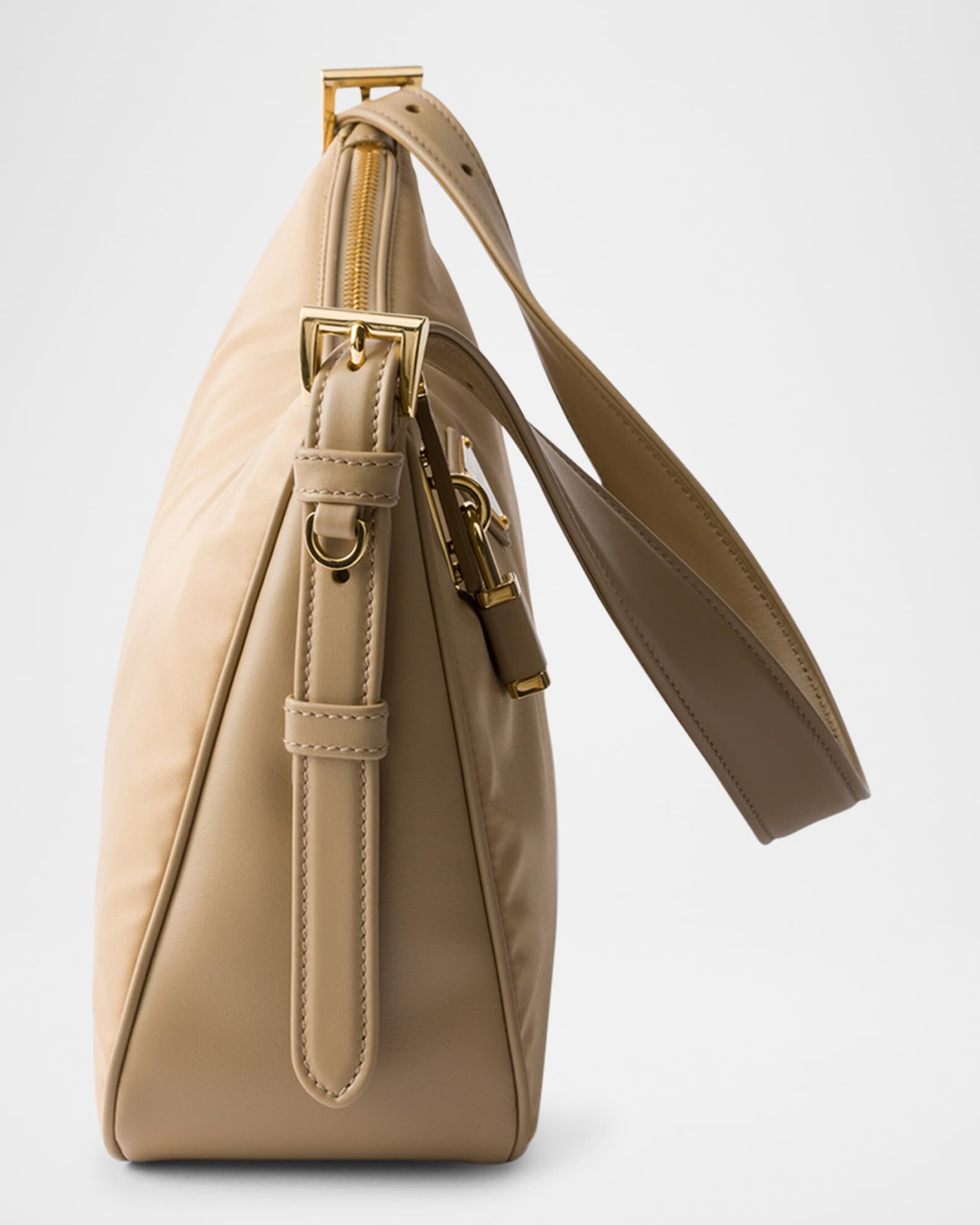 【PRADA】AIMEE RE-NYLON AND LEATHER SHOULDER BAG Pistachio Prada Aimée medium leather shoulder bag | PRADA