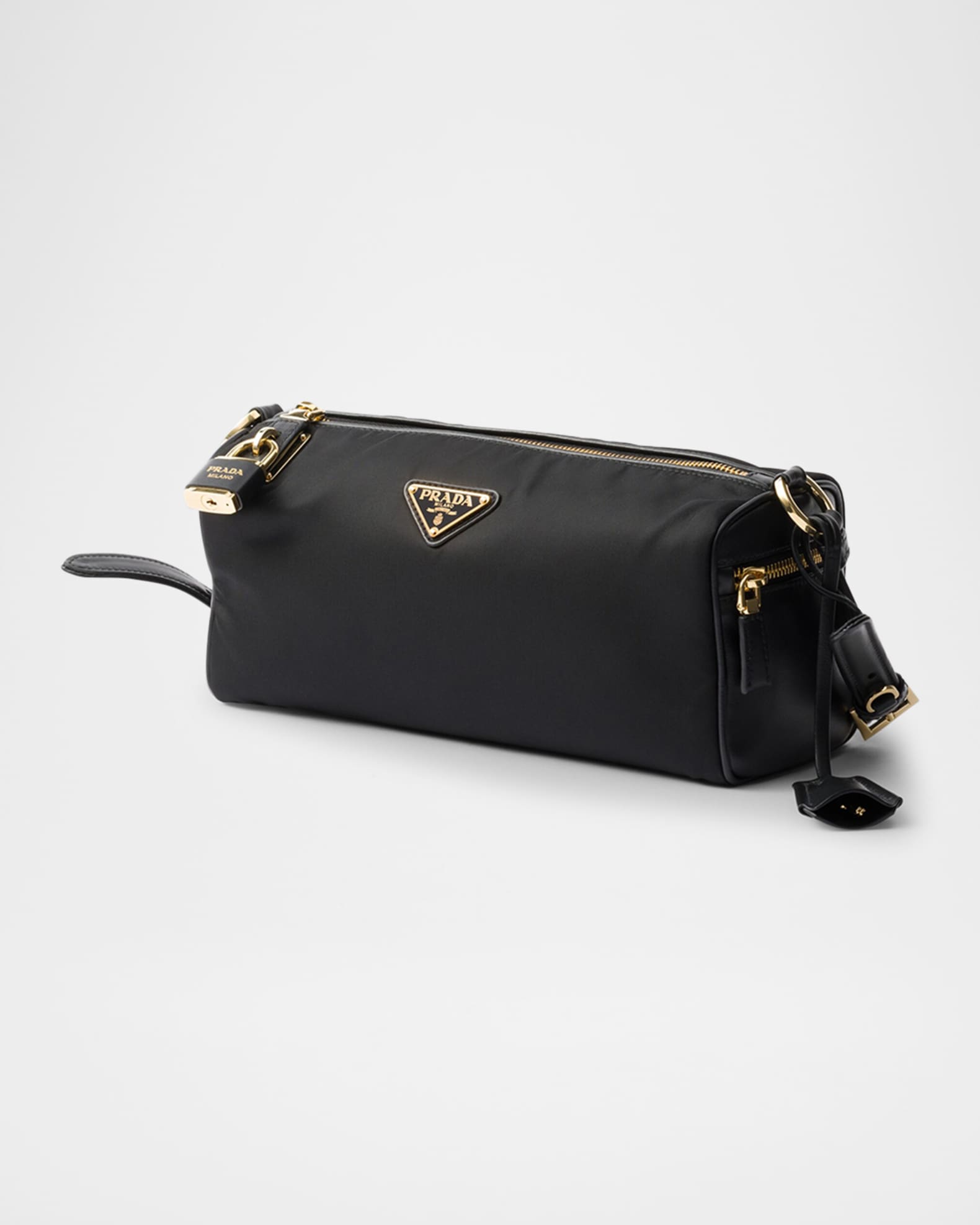 Prada Medium Re-Nylon & Leather Shoulder Bag with Padlock