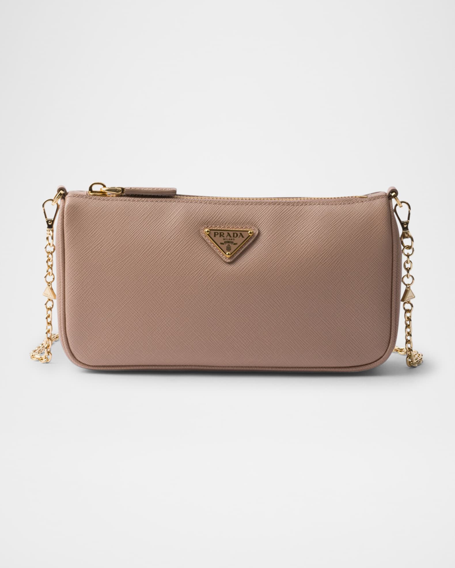 PRADA レザーハンドバッグ ゴールドチェーン Prada Saffiano Leather Chain Strap Mini Shoulder Bag | Neiman Marcus