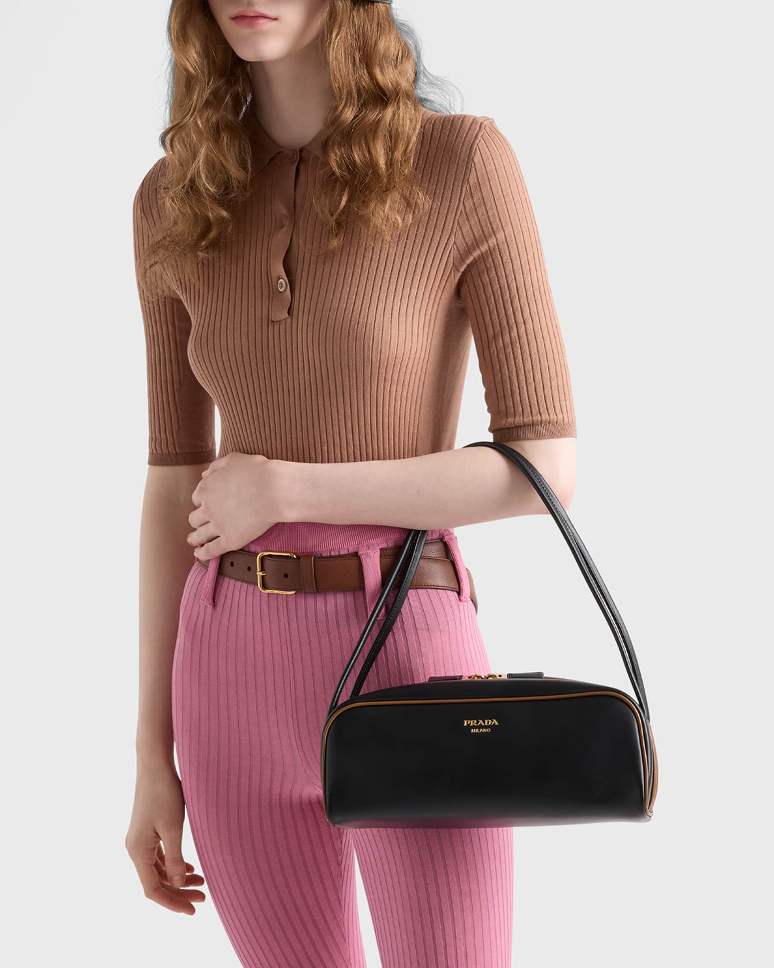 Prada Swing Smooth Calfskin Leather Shoulder Bag | Neiman Marcus