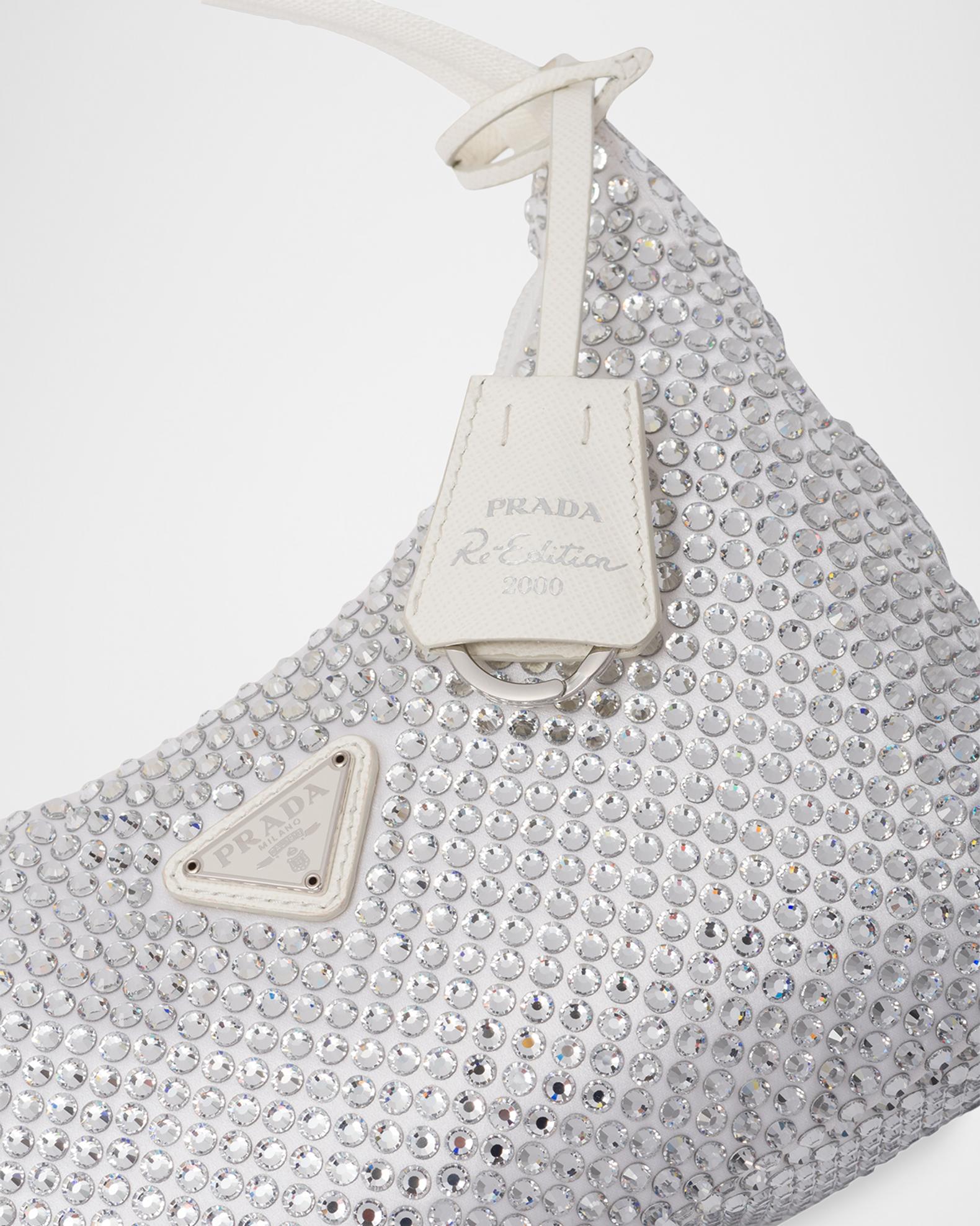 Prada Re-Edition Crystal-Studded Satin Mini Hobo Bag | Neiman Marcus