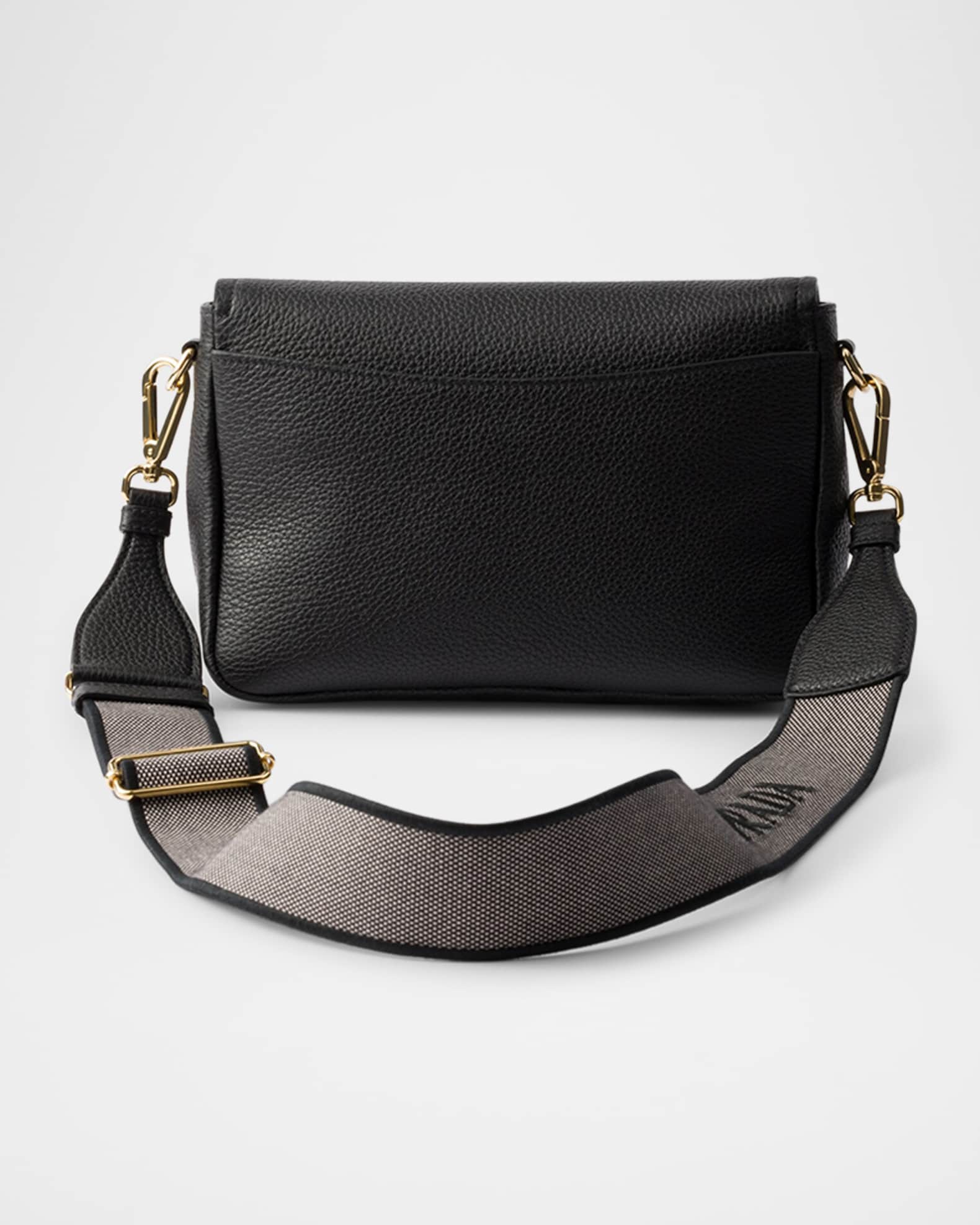 Prada Grained Leather Flap Shoulder Bag | Neiman Marcus