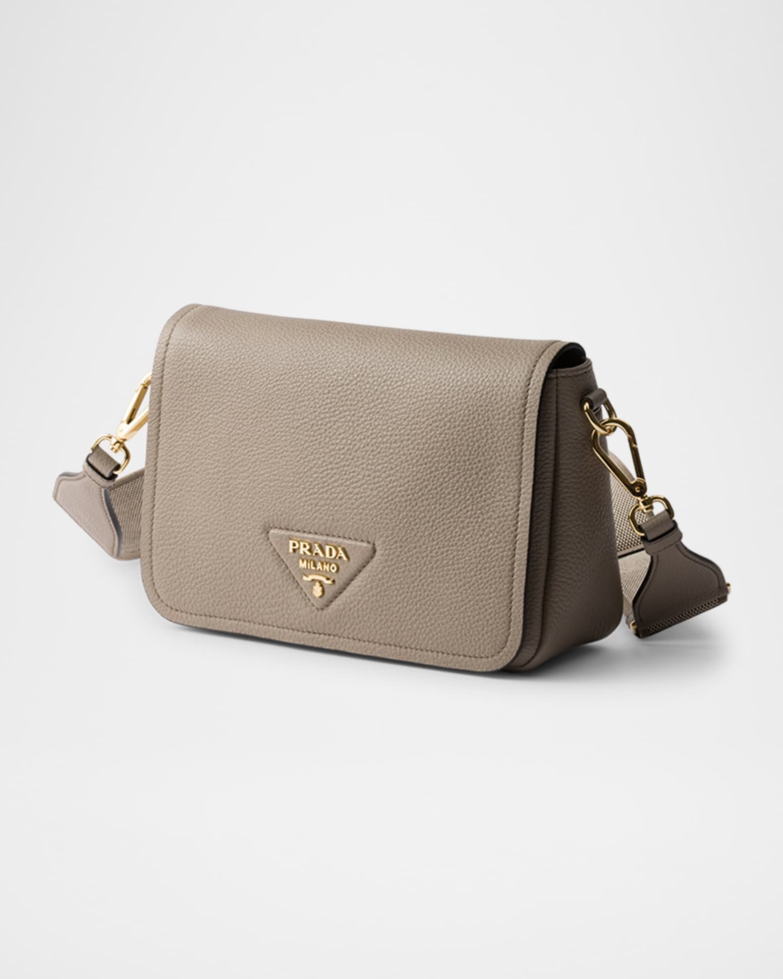 Prada Grained Leather Flap Shoulder Bag | Neiman Marcus