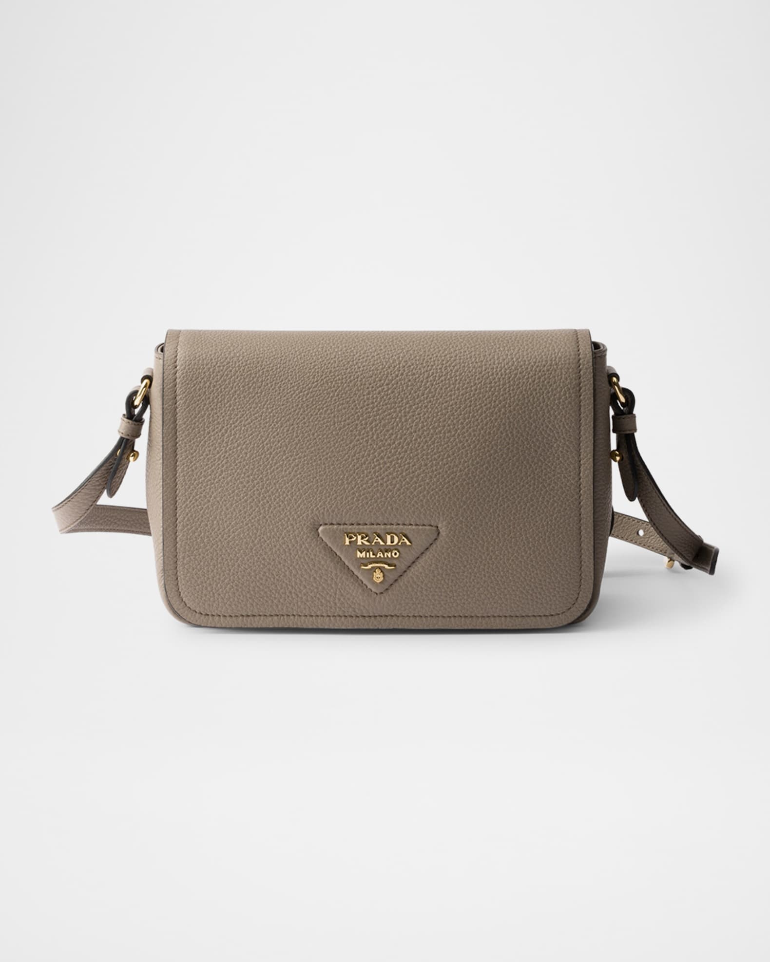 Prada Grained Leather Flap Shoulder Bag | Neiman Marcus