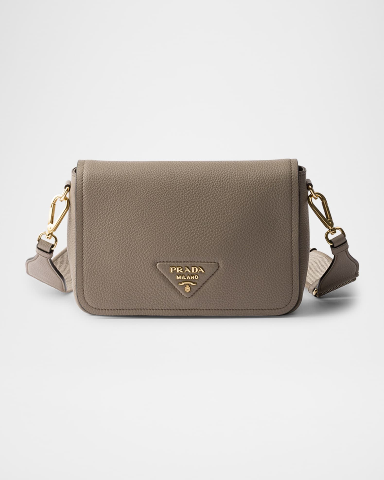 Prada Grained Leather Flap Shoulder Bag | Neiman Marcus