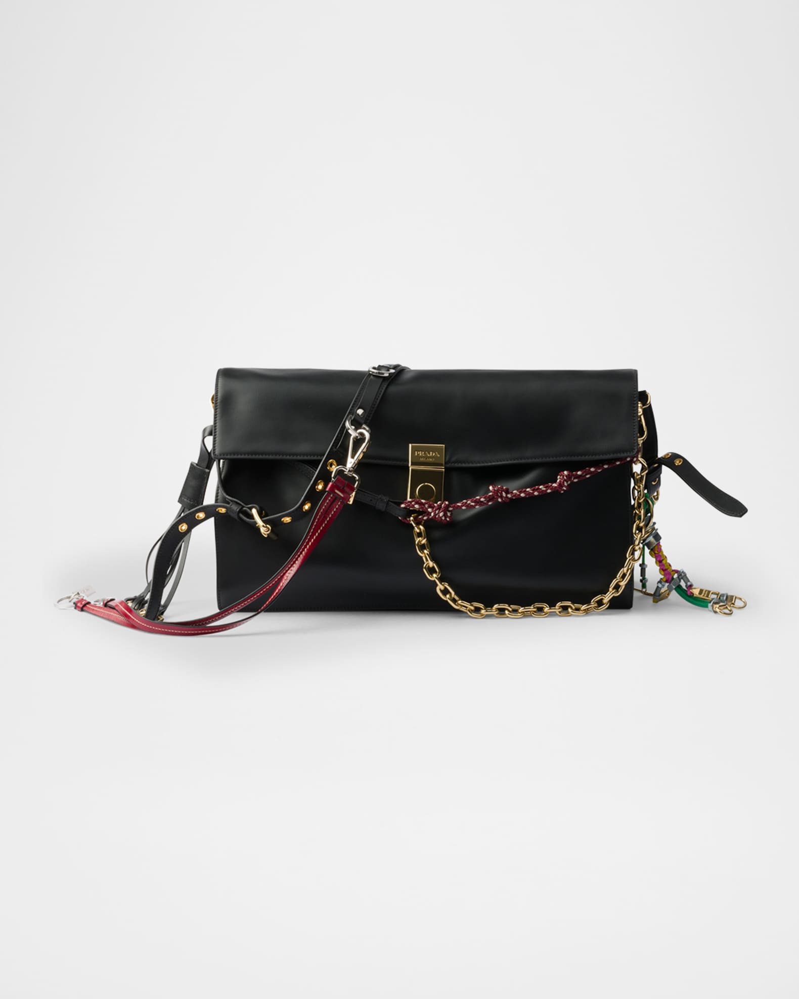 ショルダーバッグ・ポシェット Prada Prada Soft Sound Large Bag With Charms Black Prada Soft Sound Large Leather Shoulder Bag With
