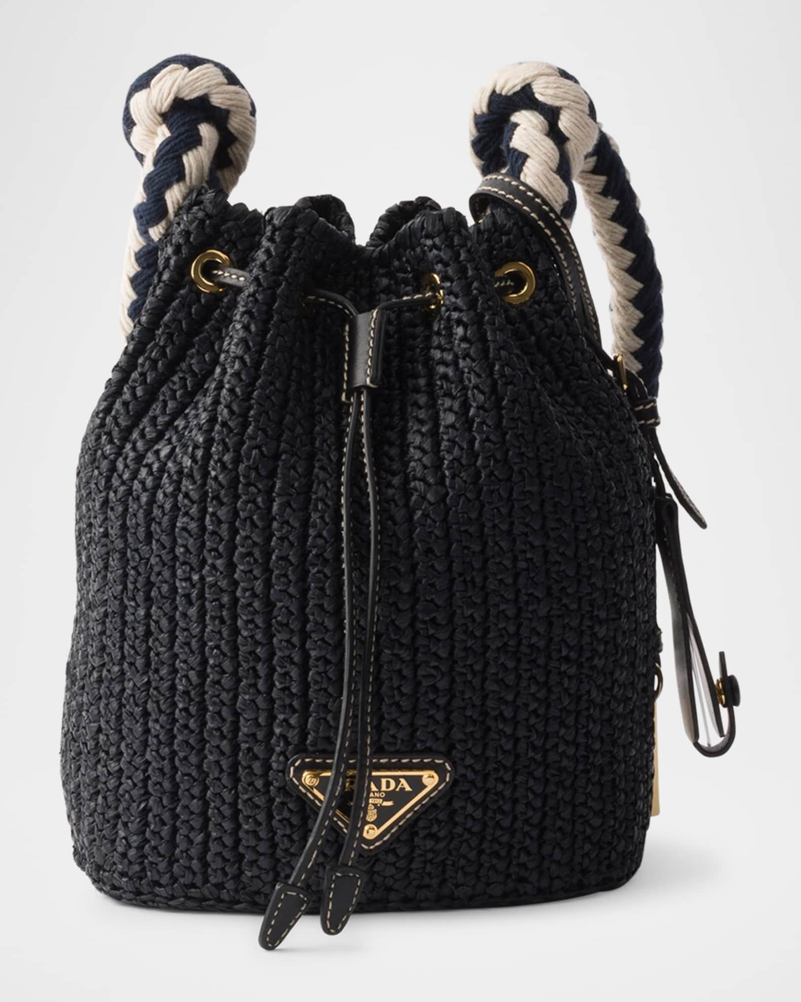 トートバッグ PRADA Black Crochet Mini Bucket Bag Prada Crochet Mini Bucket Bag | Neiman Marcus