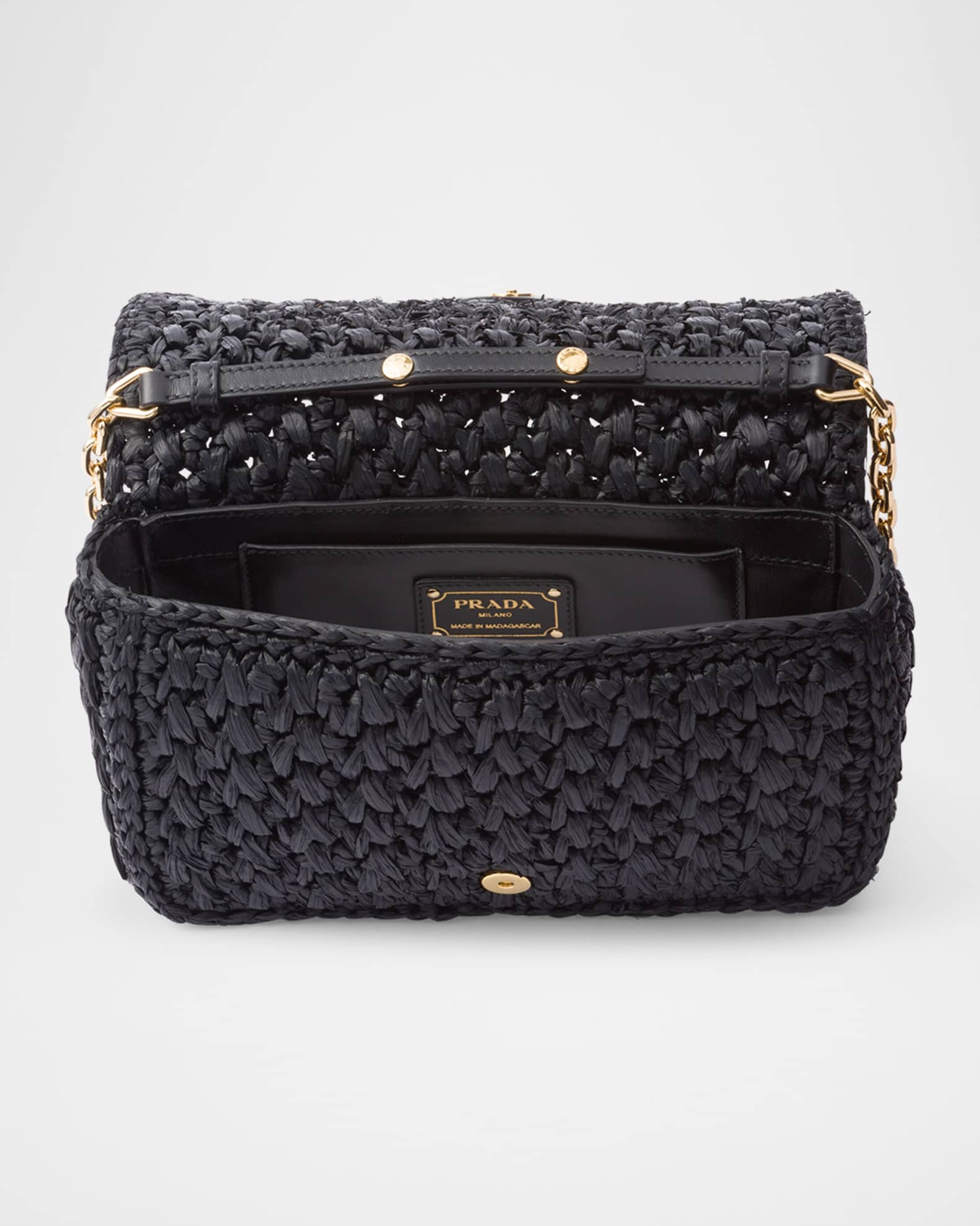 Prada Crochet Faux Raffia Shoulder Bag | Neiman Marcus