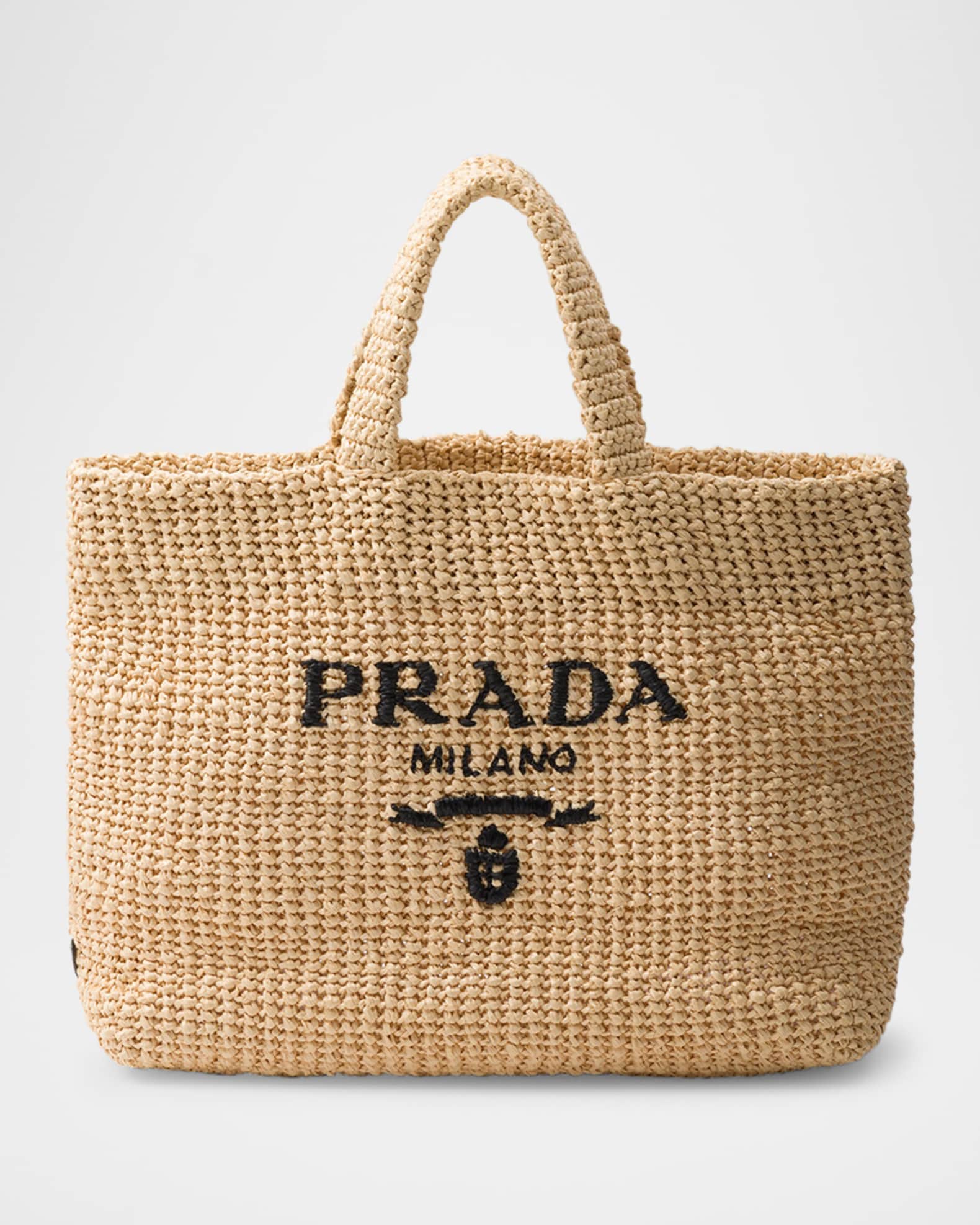 トートバッグ PRADA Crochet logo handbag Prada Large Logo Crochet Tote Bag | Neiman Marcus