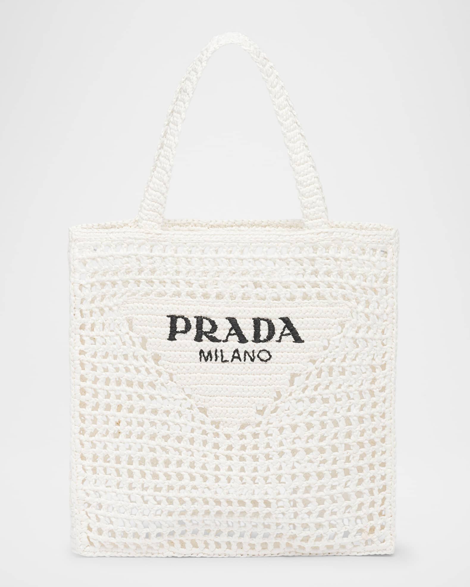 Prada Bicolor Woven Logo Shopper Tote Bag | Neiman Marcus