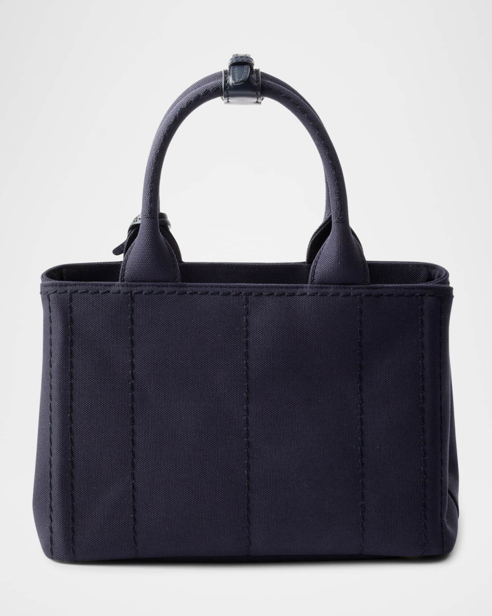 Prada Small Cotton Canvas Top-Handle Bag | Neiman Marcus