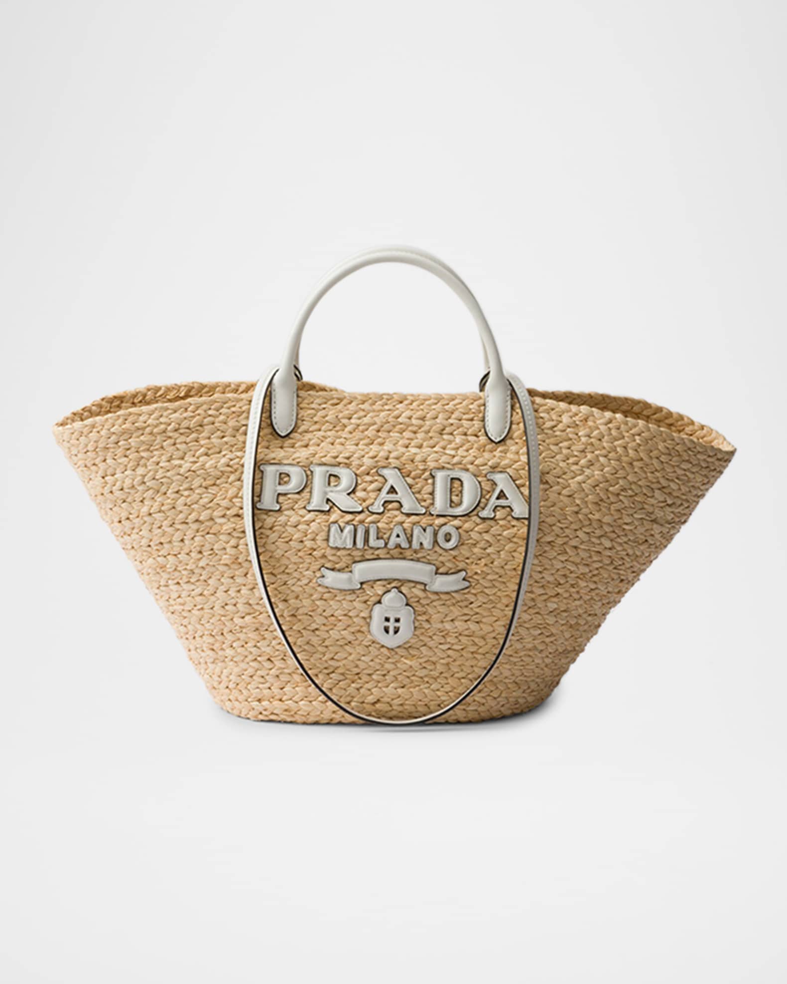 Prada Designer Beach Bags 2021 Prada Large Raffia And Leather